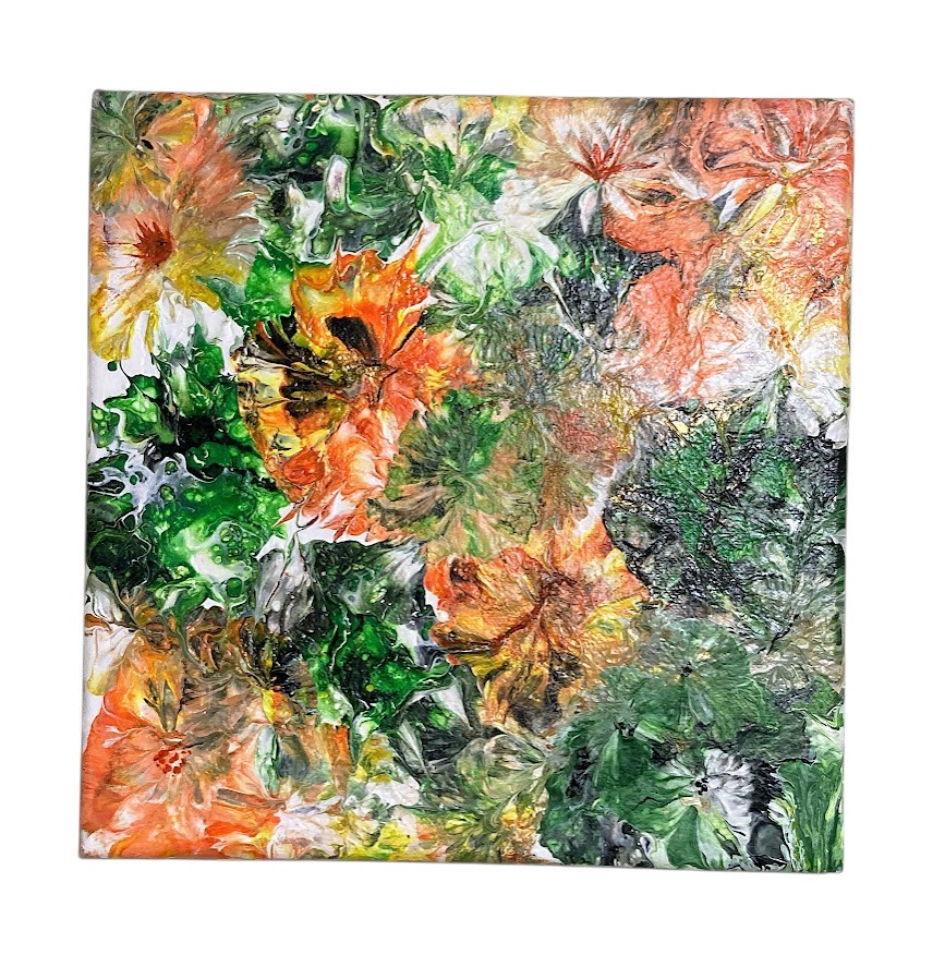 Original Acrylic Fluid Art Painting – Abstract, 10 x 10″ Canvas