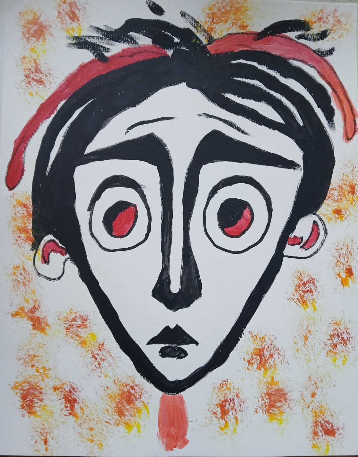 Expressionism/Abstract 11×14 Red Hair Man Colorful one of a kind Art Painting