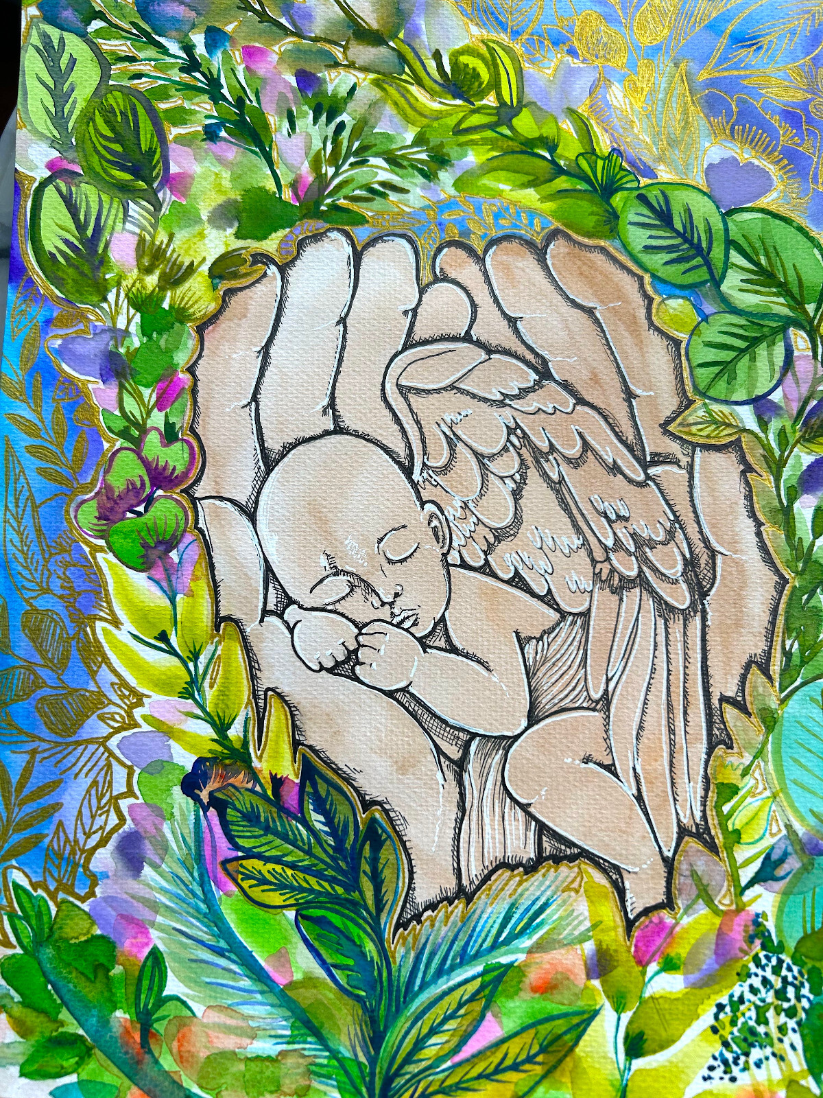 Miscarriage Memorial Art, Child Loss,Watercolor Painting,Gift, Grief and Loss