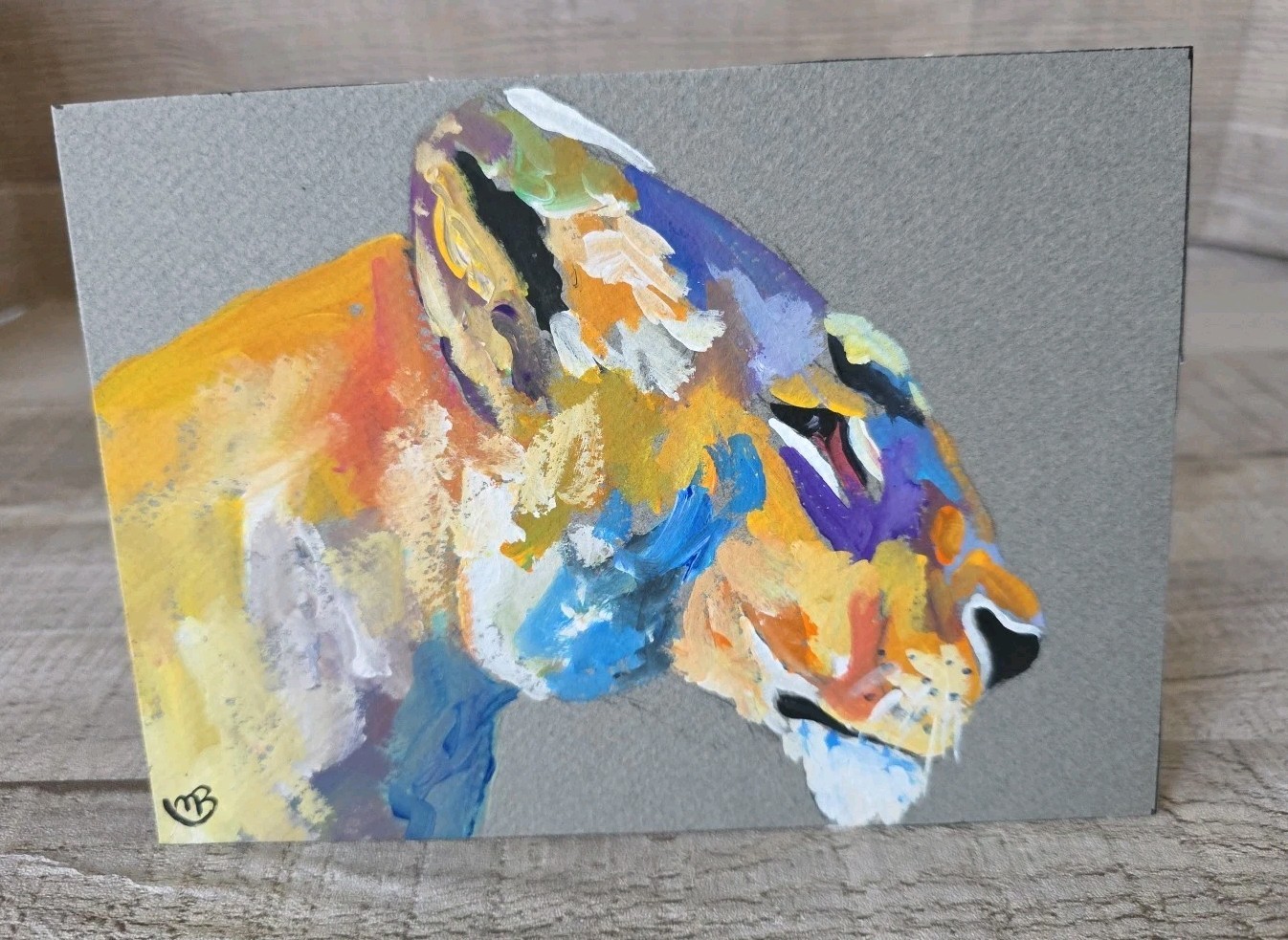 Original Art Marc Broadway Fine Art 5×7 LIONESS Colorful Fun