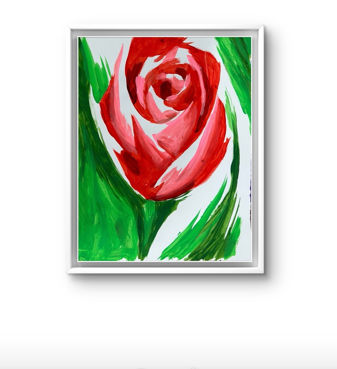 Original Abstract Rose Flower Painting 14×11 paper Modern Wall Art Home Decor