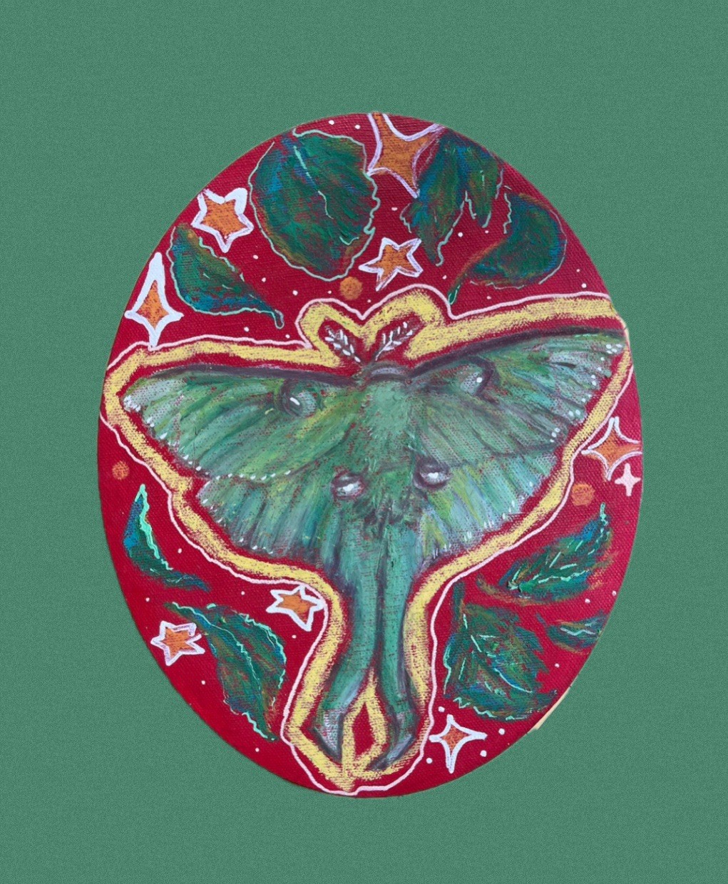 Original OOAK Luna Moth Art “Luna” Canvas Painting Unframed