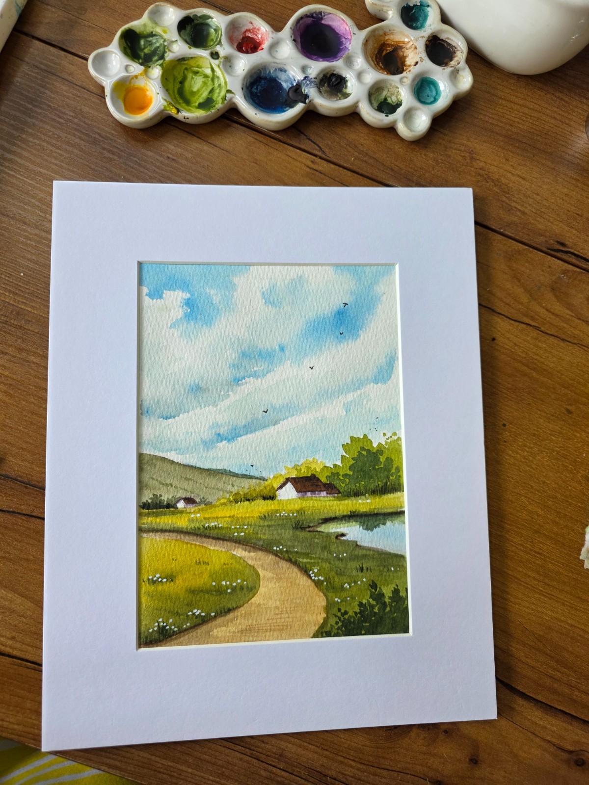 Original Pre-Matted Watercolor Landscape Painting