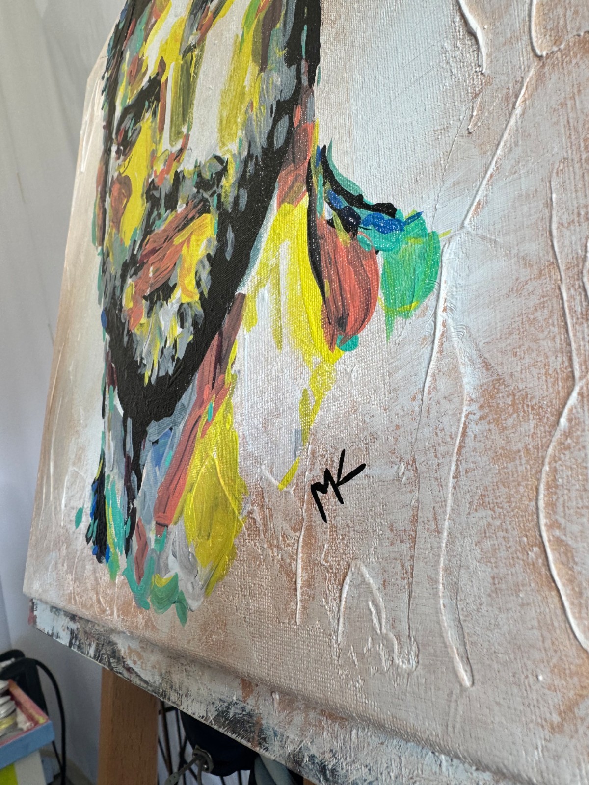 Kempff 16×16 MAN IMPRESSIONISM Handmade Signed Colorful Art Painting