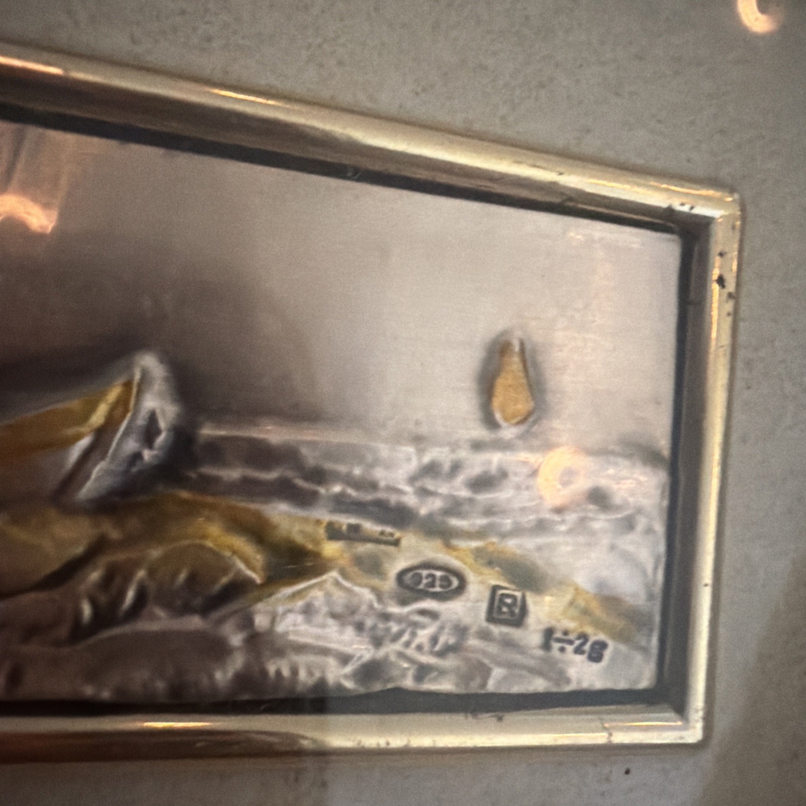 2X -VTG «925» Sterling Silver Framed Wall Plaque by Zeta Studio D’Arte Co. Italy