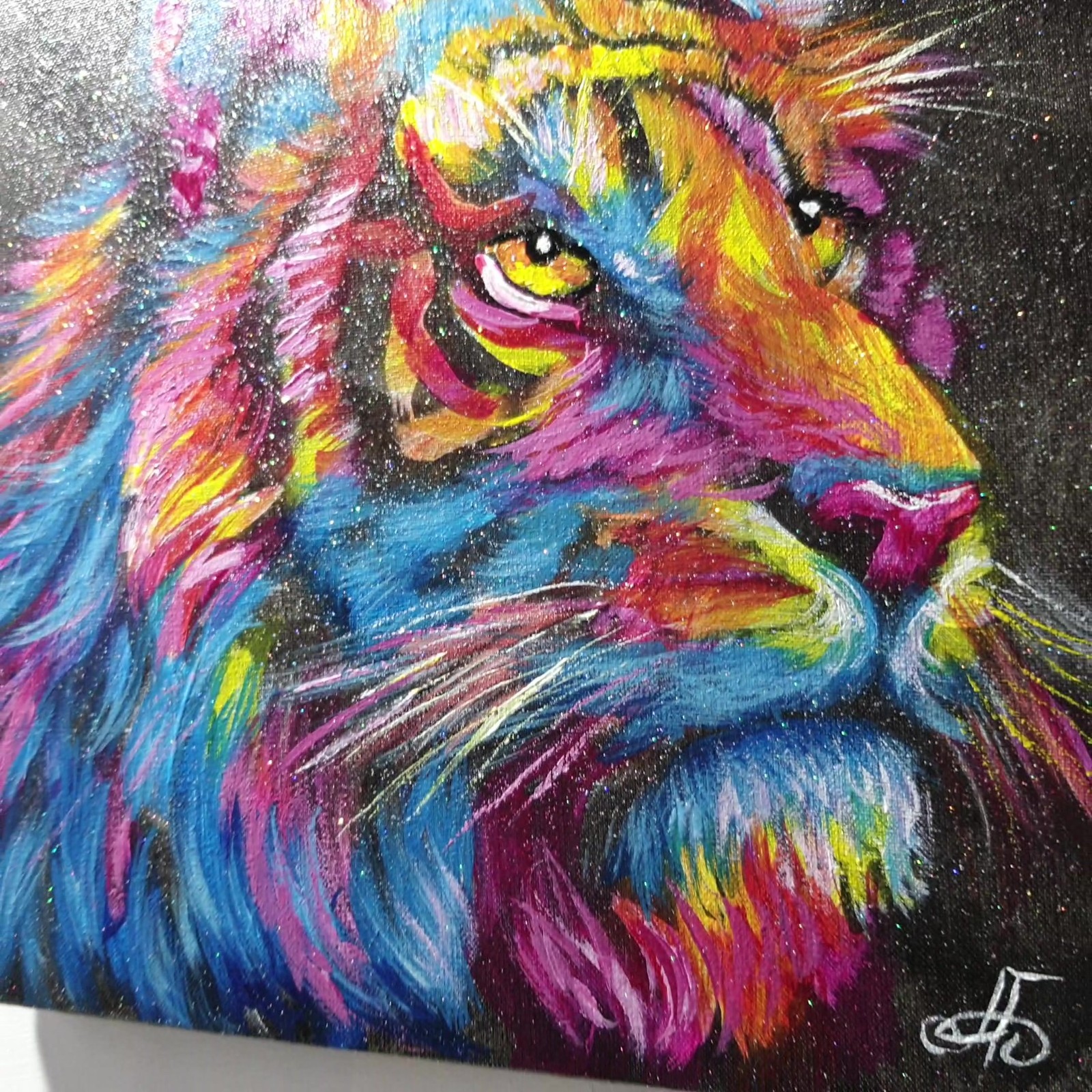 Tiger Colorful Original Acrylic Animal Painting Impressionist Ukraine Artist
