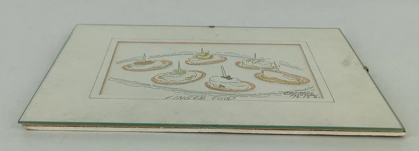 Vintage George Moran Signed Art Original Watercolor «FINGER FOOD» 2-17-1991