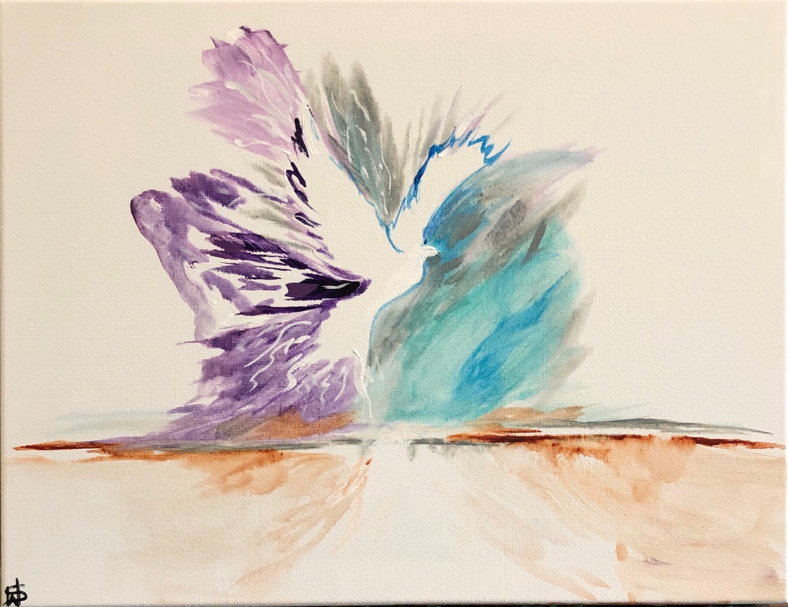Peace dove abstract modern fine art painting 12X16 canvas acrylic original