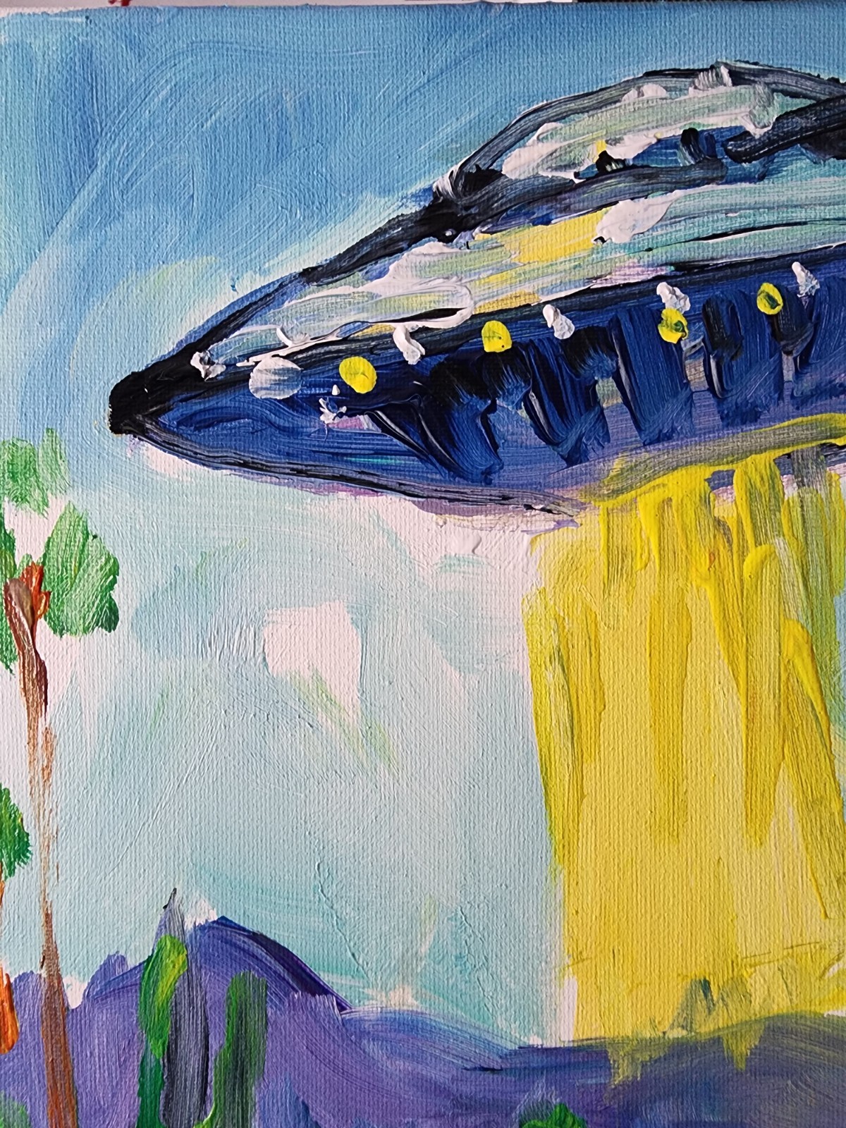 Aleph Original Ufo 14×11 Abstract Impressionist Wall Art Painting Canvas