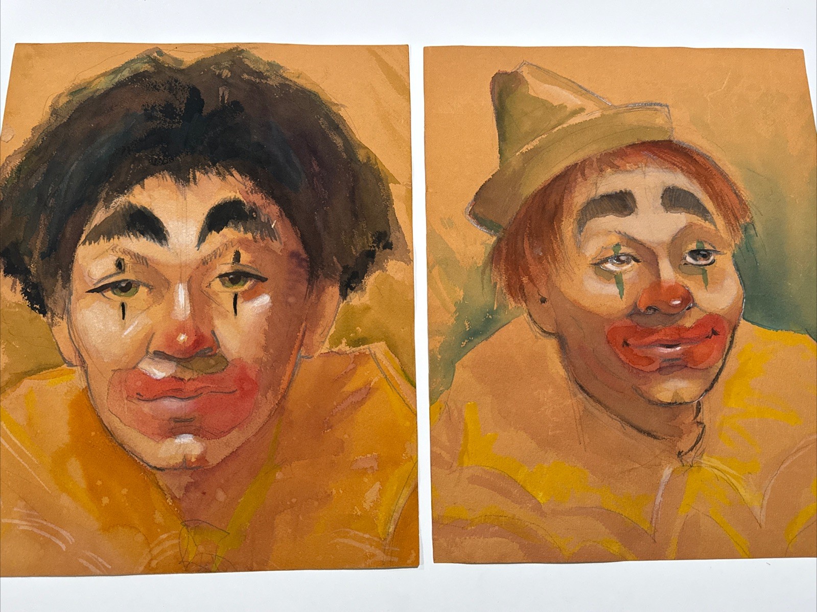 Antique Painting CIRCUS CLOWN PORTRAIT Model Mystery Illustration 1930’s