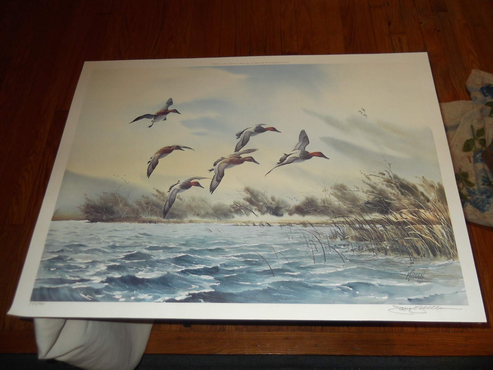 signed KILLEN ducks flying litho print artwork vintage painting