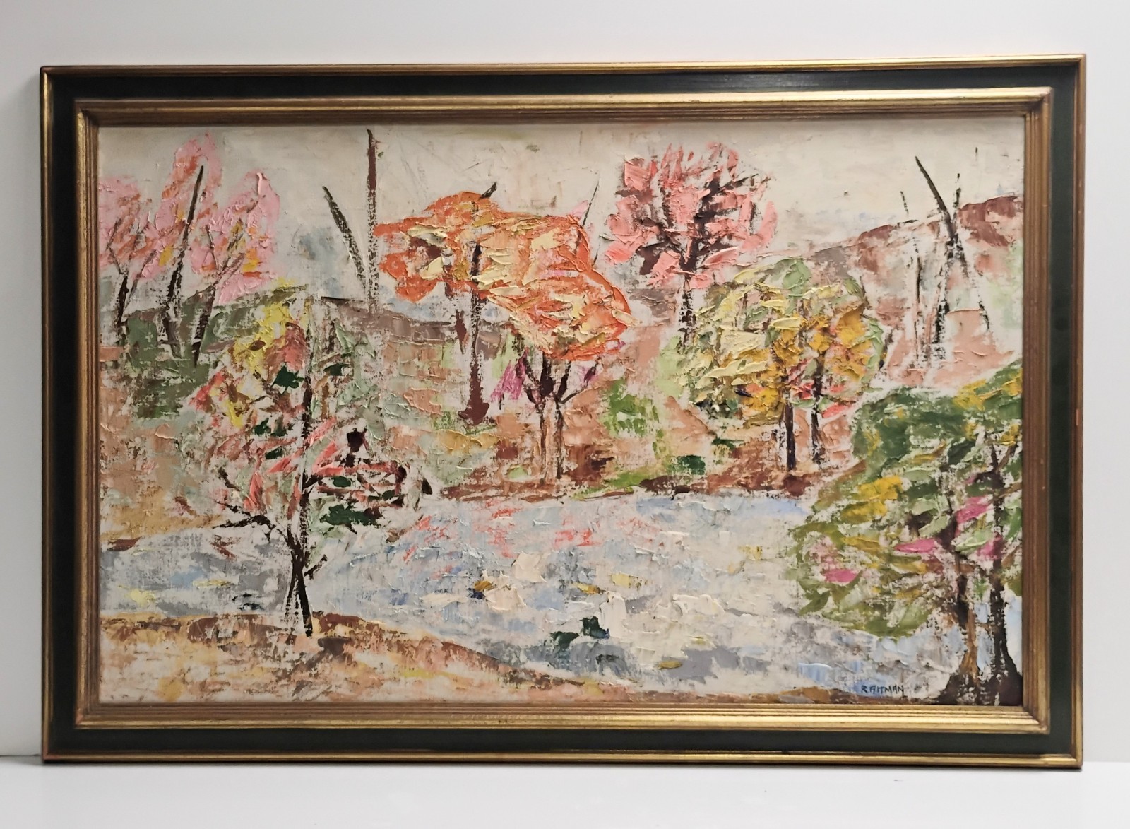 Signed R. Altman Heavily Textured Impasto Impressionist Landscape Painting 29X43