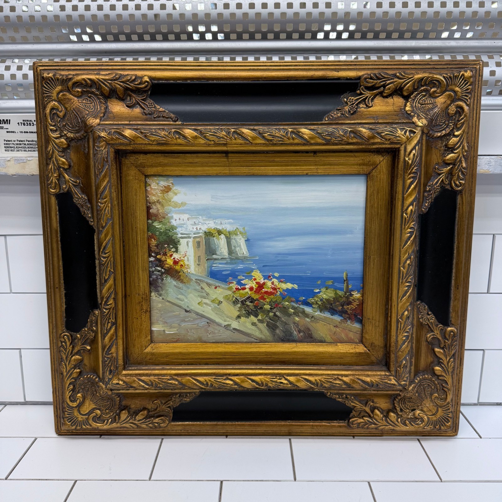 Original Oil Painting Ornate Deep Well Frame Coastal Landscape