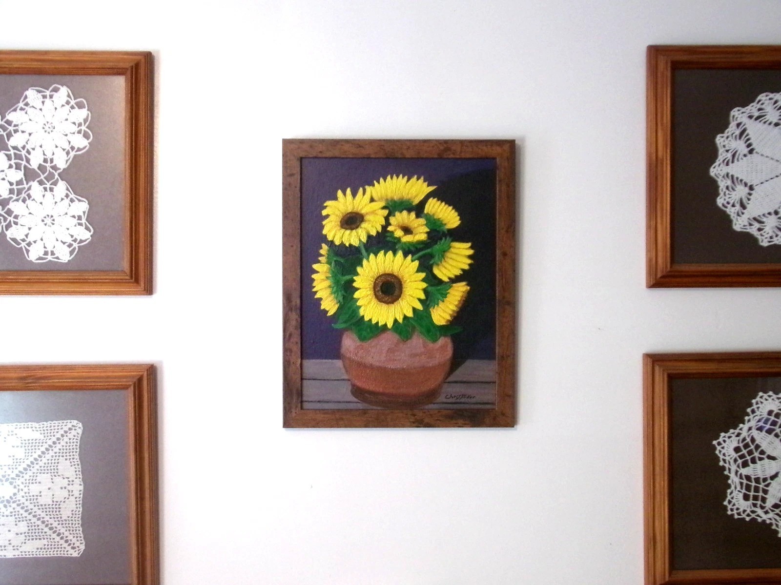 Original Acrylic Painting Sunflowers Impressionist 12×15 Framed Modern Art Decor