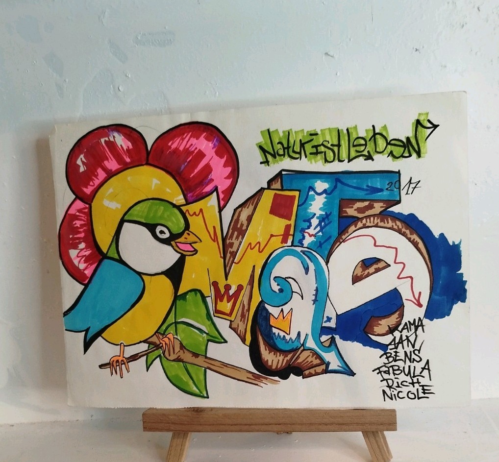 «Nature Is Life» Painting On Paper A4 Across Unique Signed 1/1 2017
