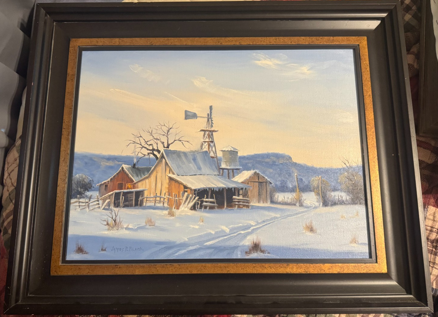 James P. Black Original Snow Cottage Painting