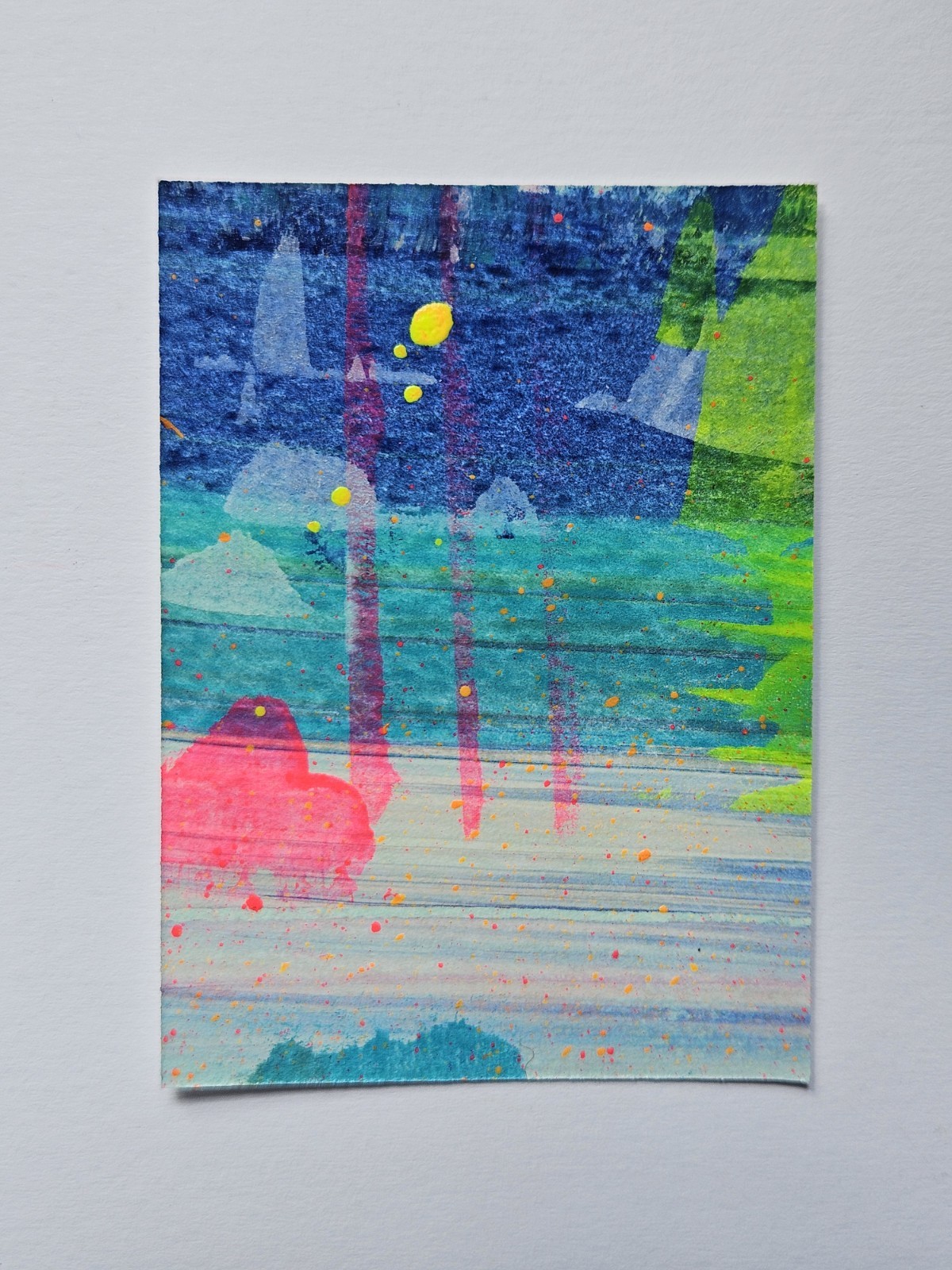 ACEO Original, Abstract Scrape Landscape, Jackie T Creates, Series 3 #12/16