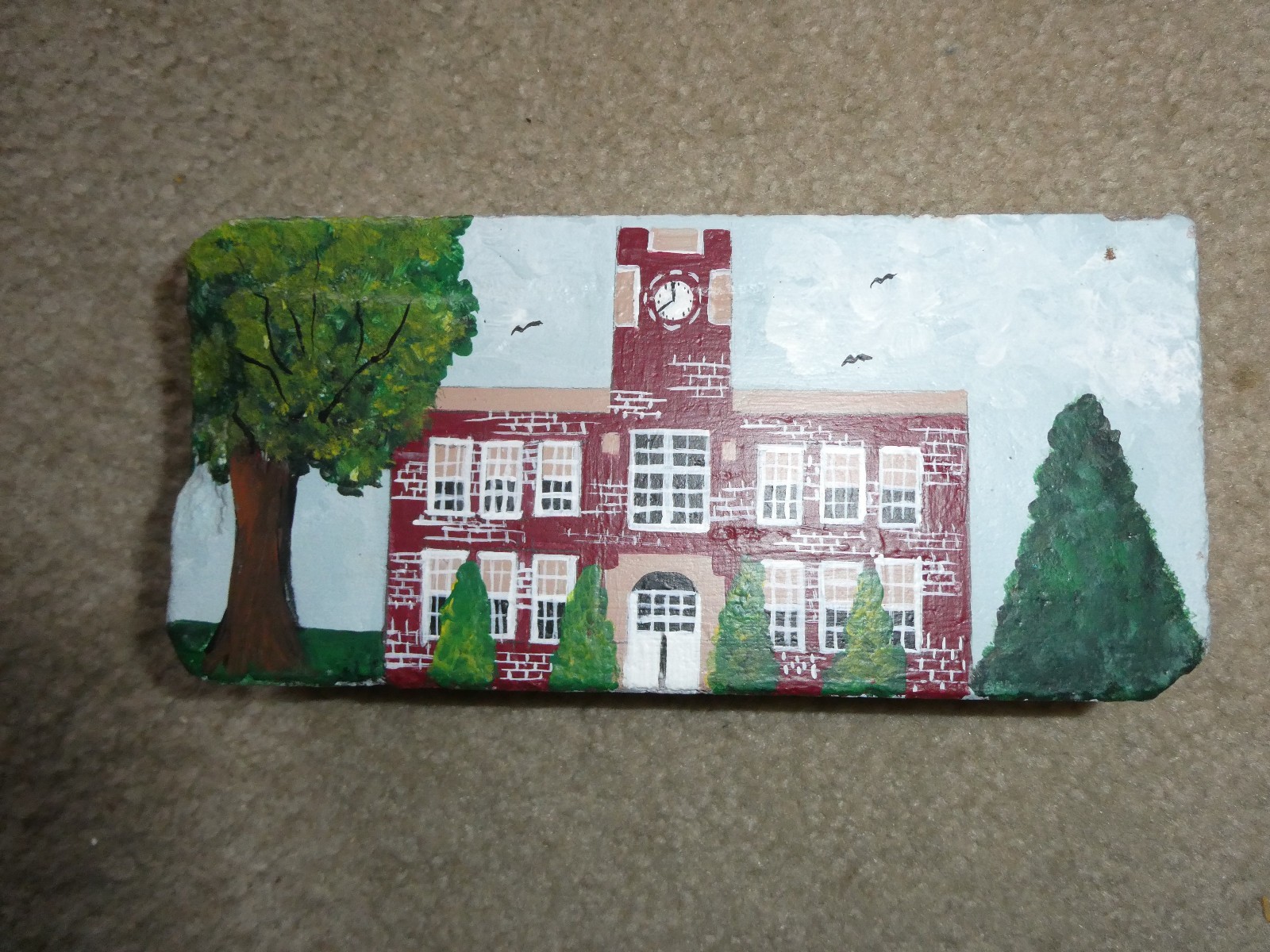 Unique 2006 Schnader Signed Painted Brick Old School House Doorstop