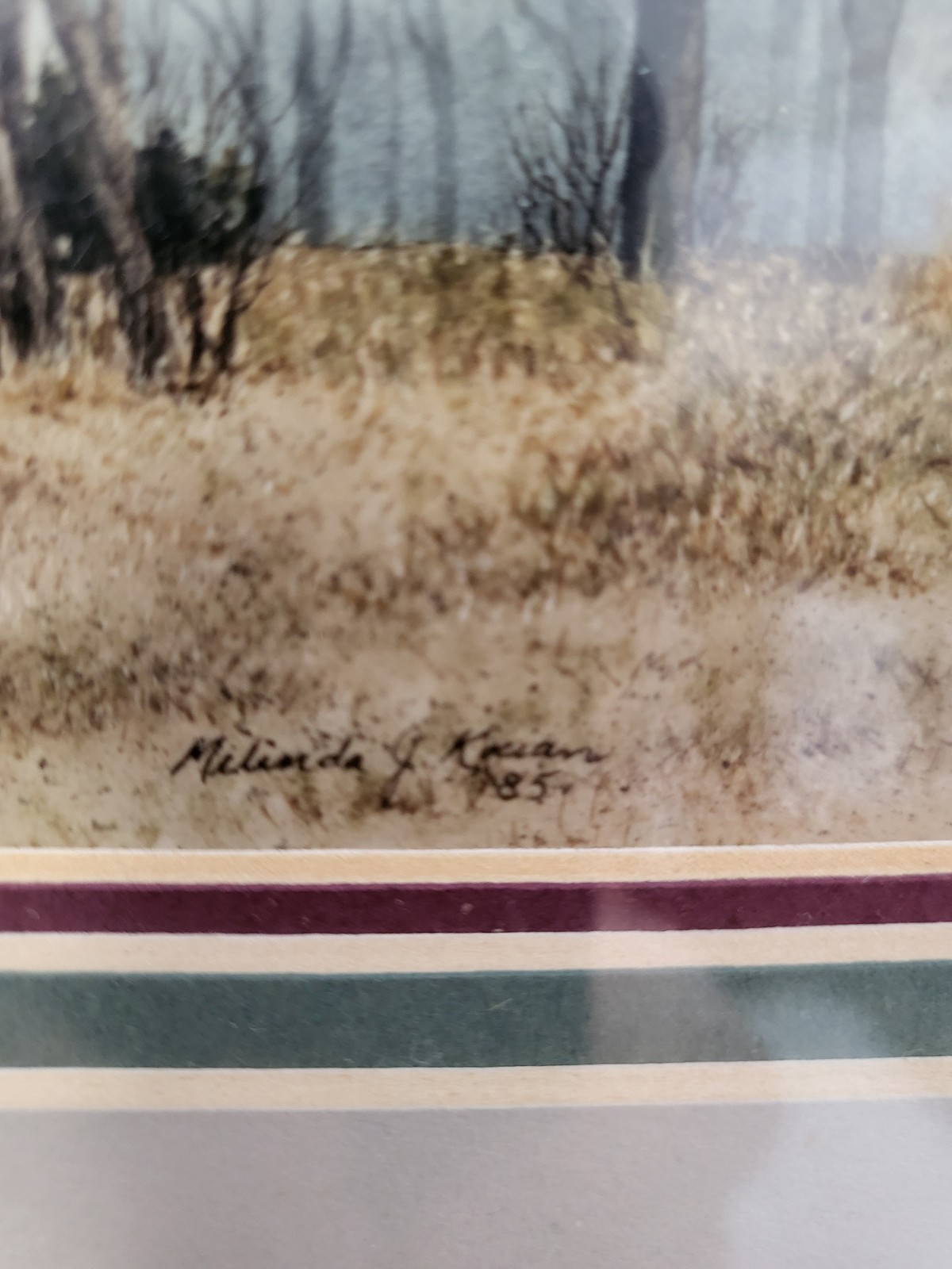 This item is a framed watercolor portrait of a Victorian-style house. Signed/nmb