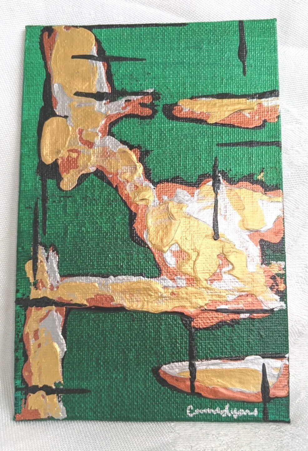 Emma Lyons LA VERT Original Miniature Acrylic Painting On Canvas Board 4″×6″