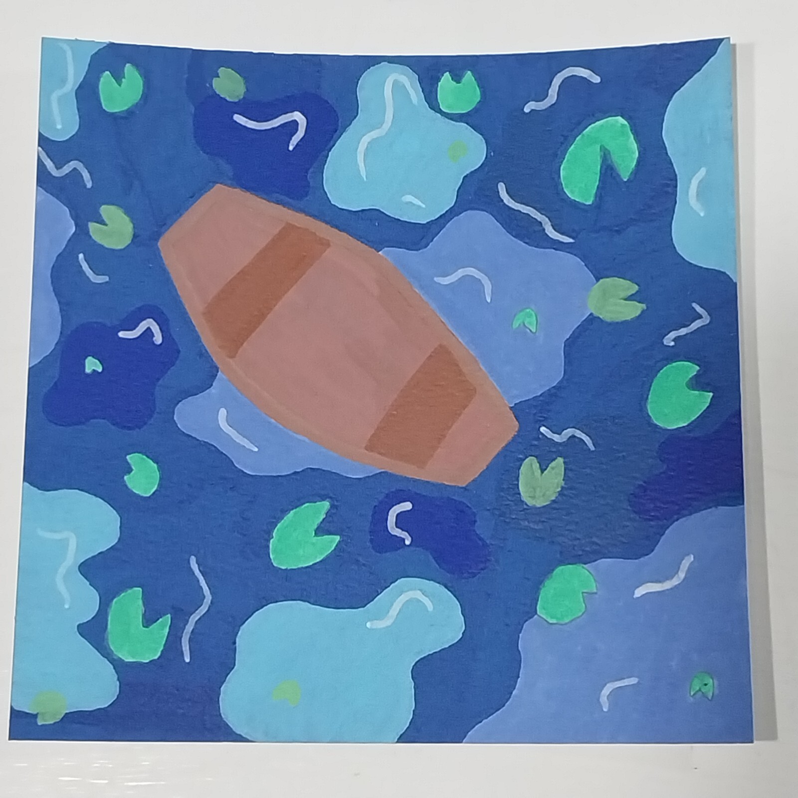6×6 Inch Acrylic Painting Impressionism Original Pop Art Title Lilly Pad Lake A1