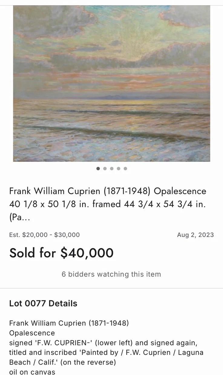 FRANK CUPRIEN / LAGUNA BEACH SEASCAPE PLEIN AIR / Mixed Media / ~6 x 8” / Framed