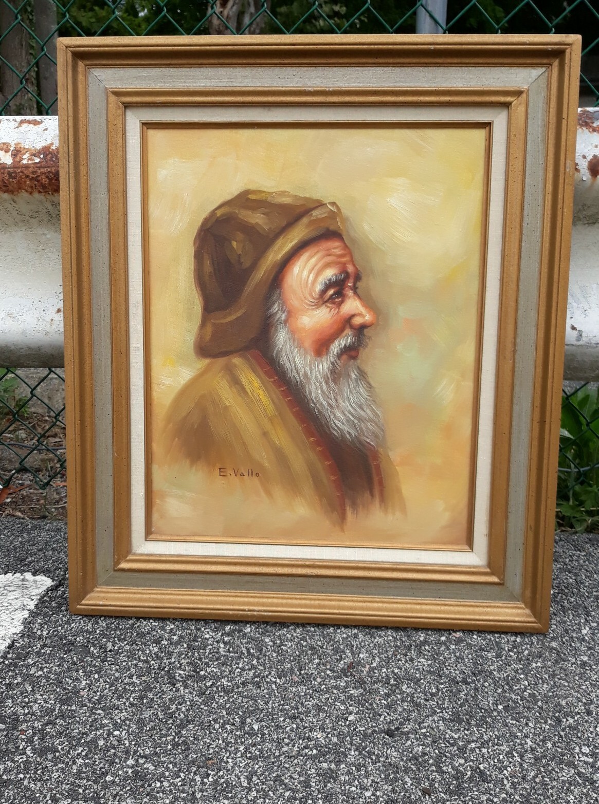 E. Vallo Painting Portrait of An Old Man