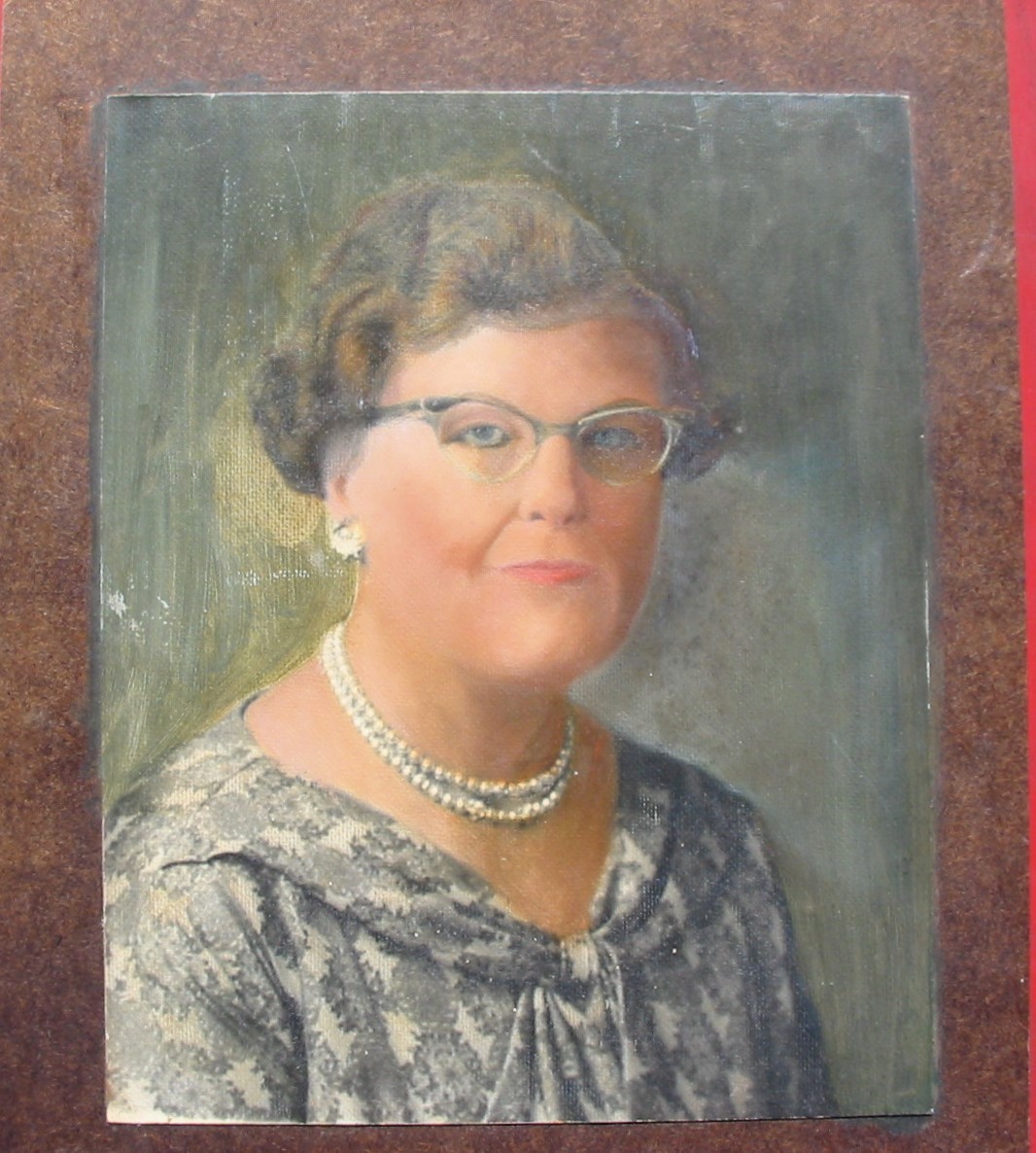 Awesome Vintage Oil Painting The Mother in Law School Teacher 14 by 11 inches
