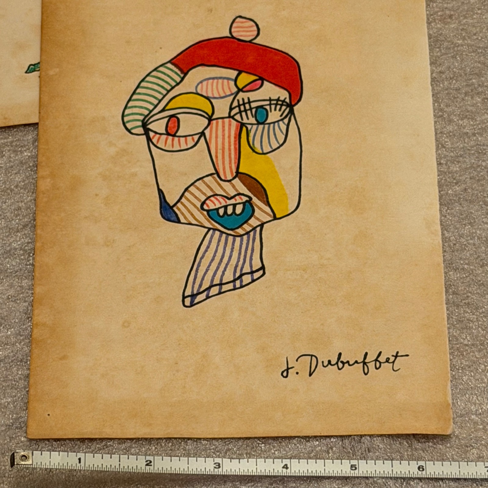 Jean Dubuffet Style Outsider Art Drawings Lot 3 Signed Ink Gouache Paper Vintage