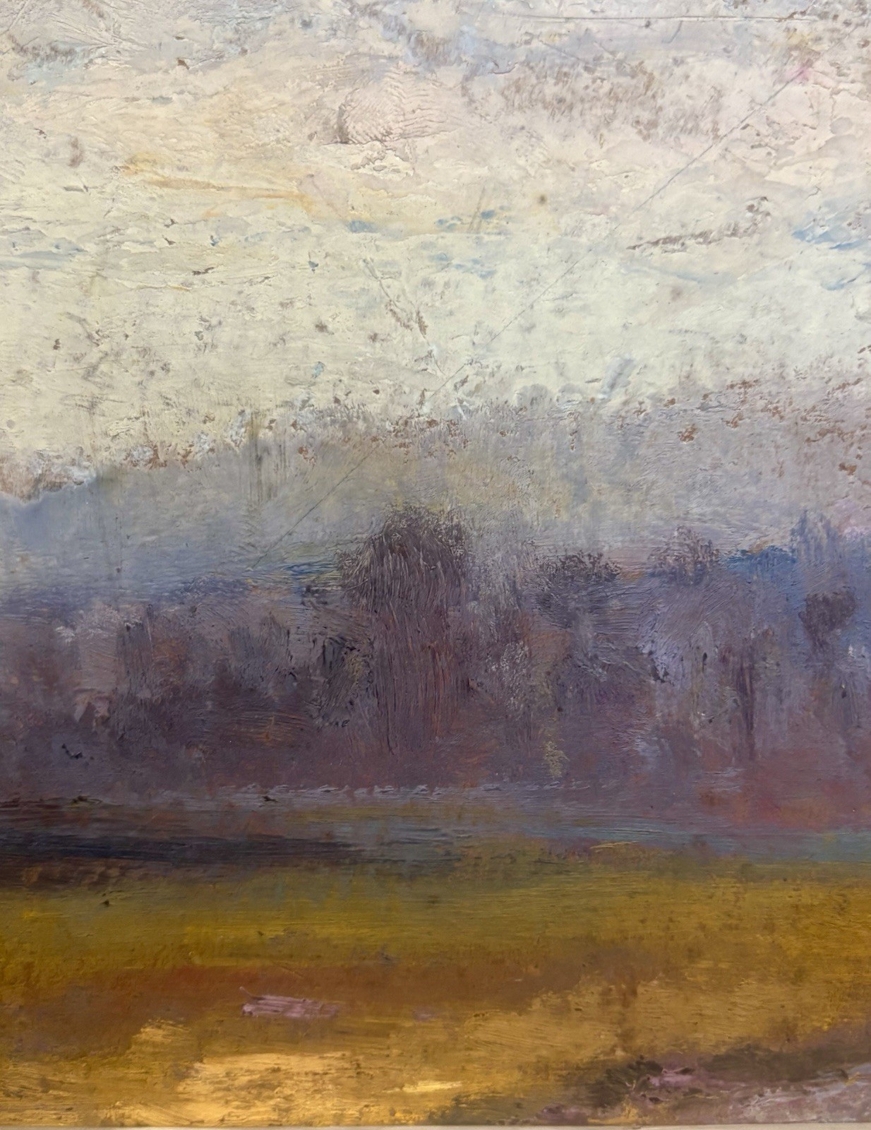 Atmospheric Antique American School Tonalist Landscape Painting Early 20th c