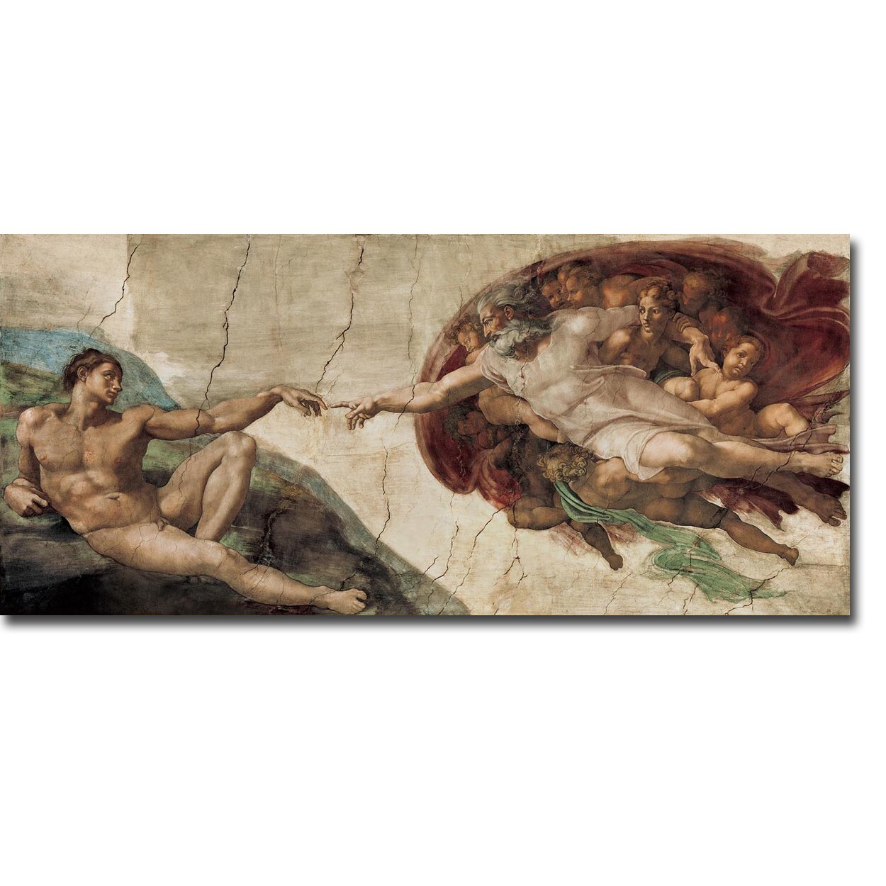 Creation of Adam by Michelangelo Gallery-Wrap Canvas Giclee Art (12 in x 24 in)