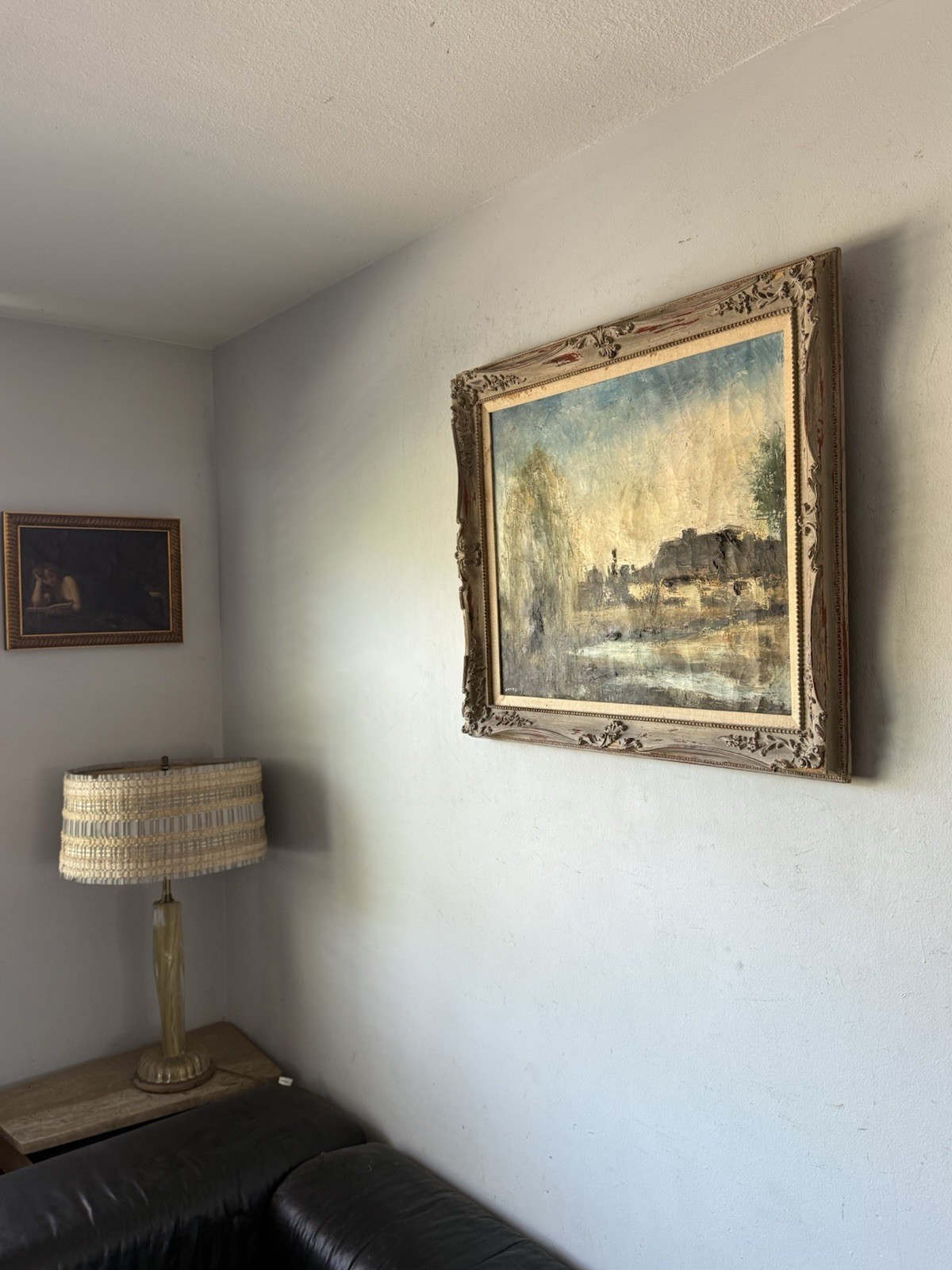 JACOB GATES ANTIQUE MODERN ABSTRACT LANDSCAPE OIL PAINTING VINTAGE NEW YORK 1943