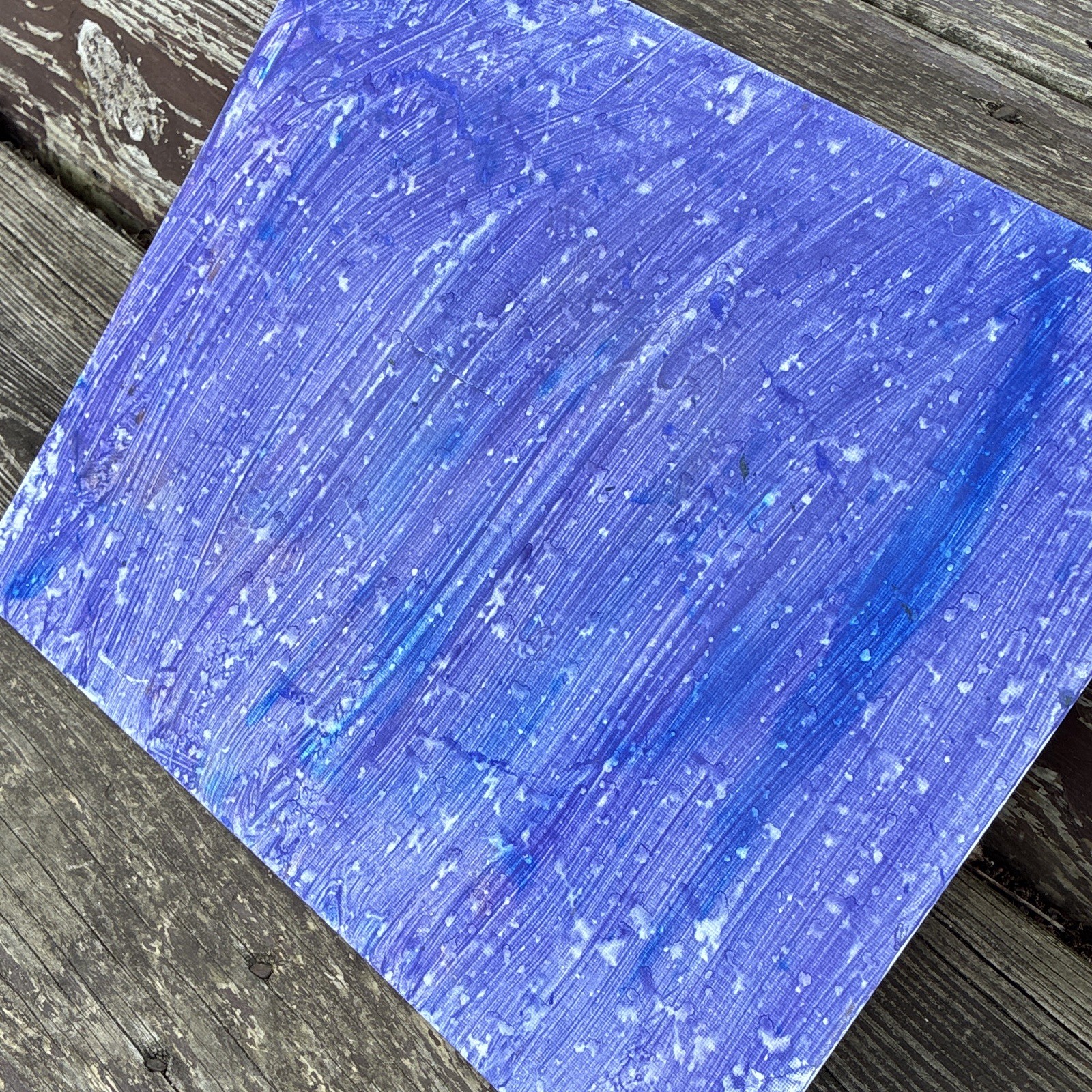 Blue Abstract Painting on Canvas, Small Unframed Single Piece