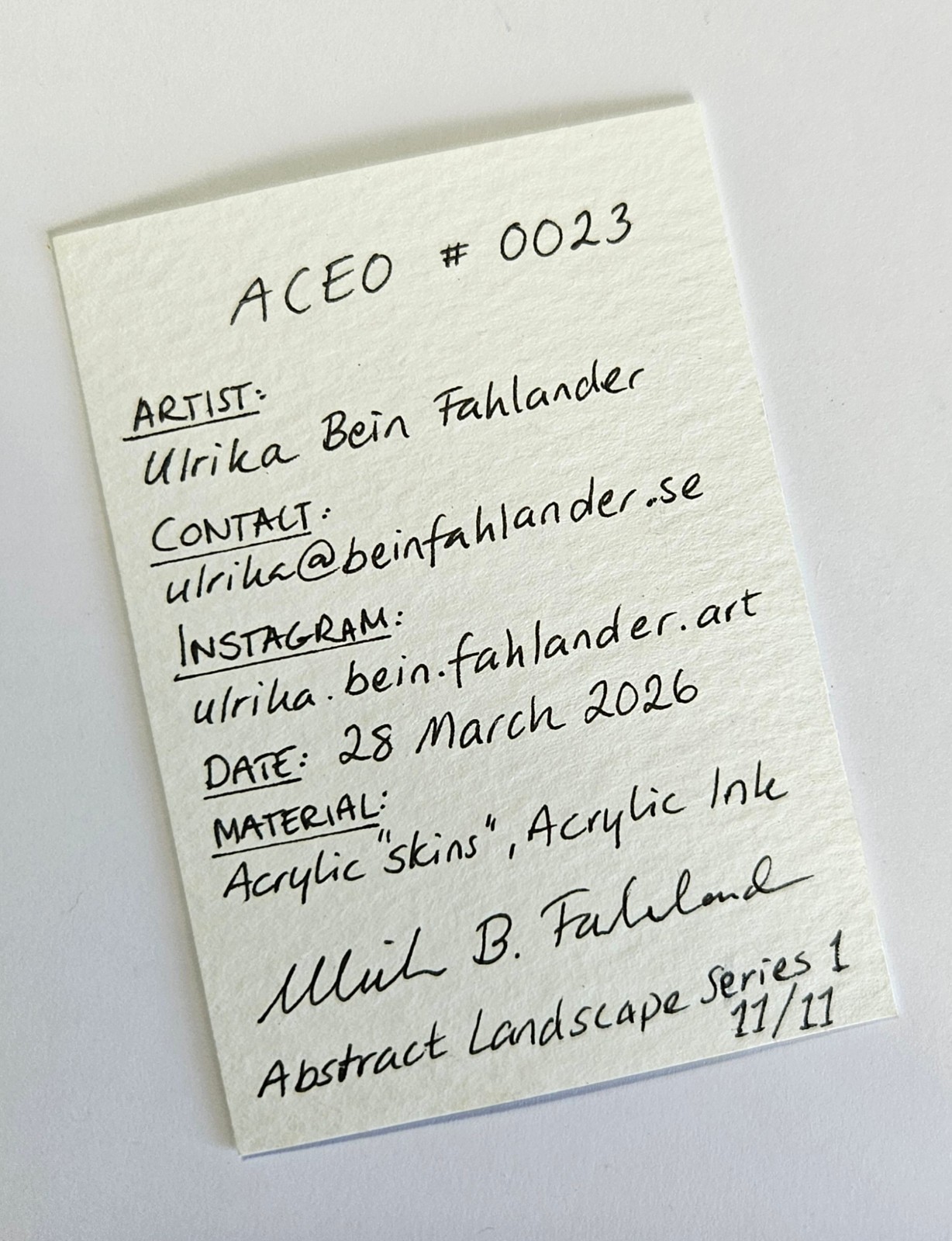 ACEO Card 2.5×3.5″ Original Miniature Art Abstract Landscape Series 11/11 #0023