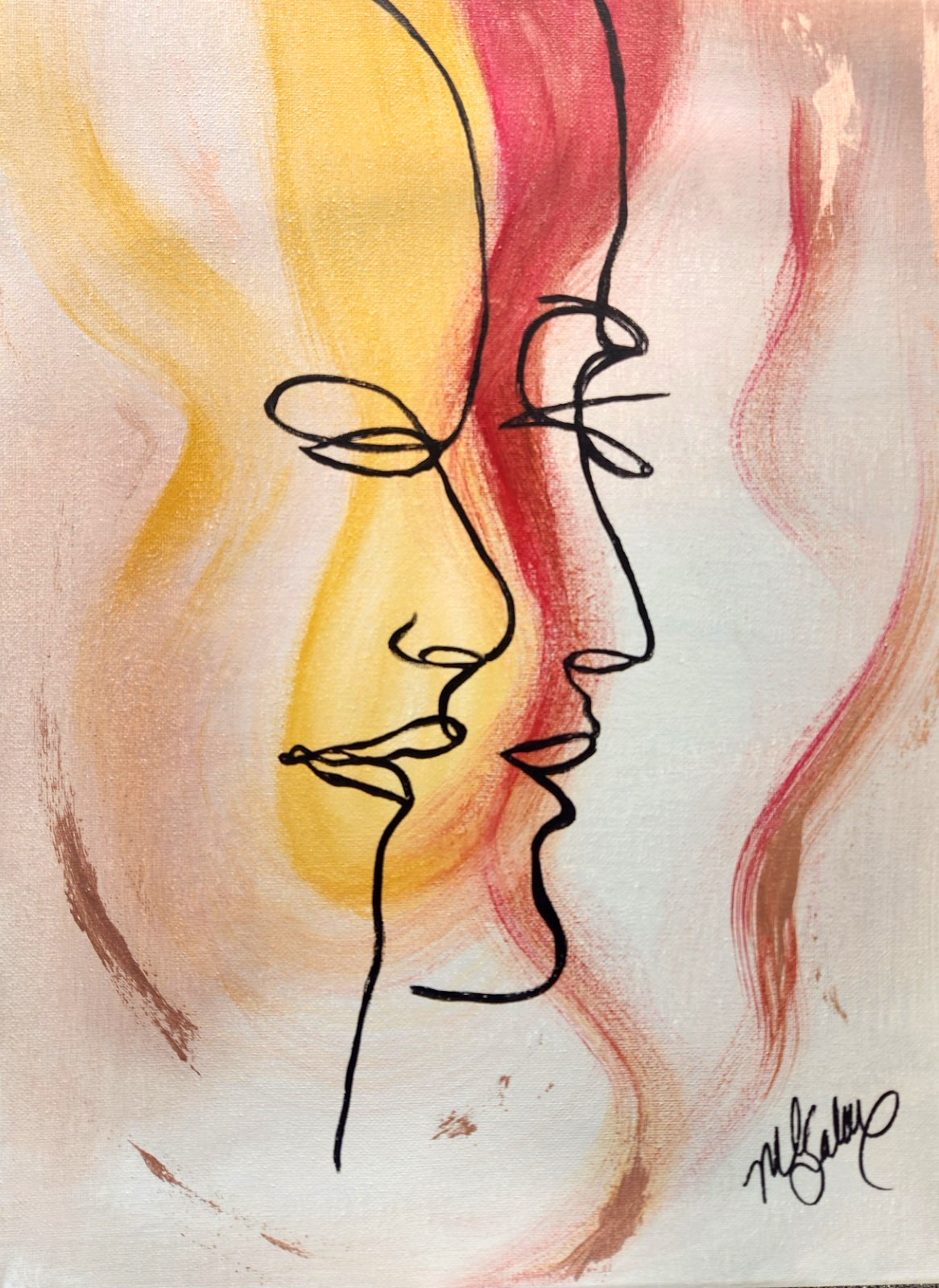 Abstract Line Art Faces Painting 12×16 Minimalist Modern Wall Art Decor