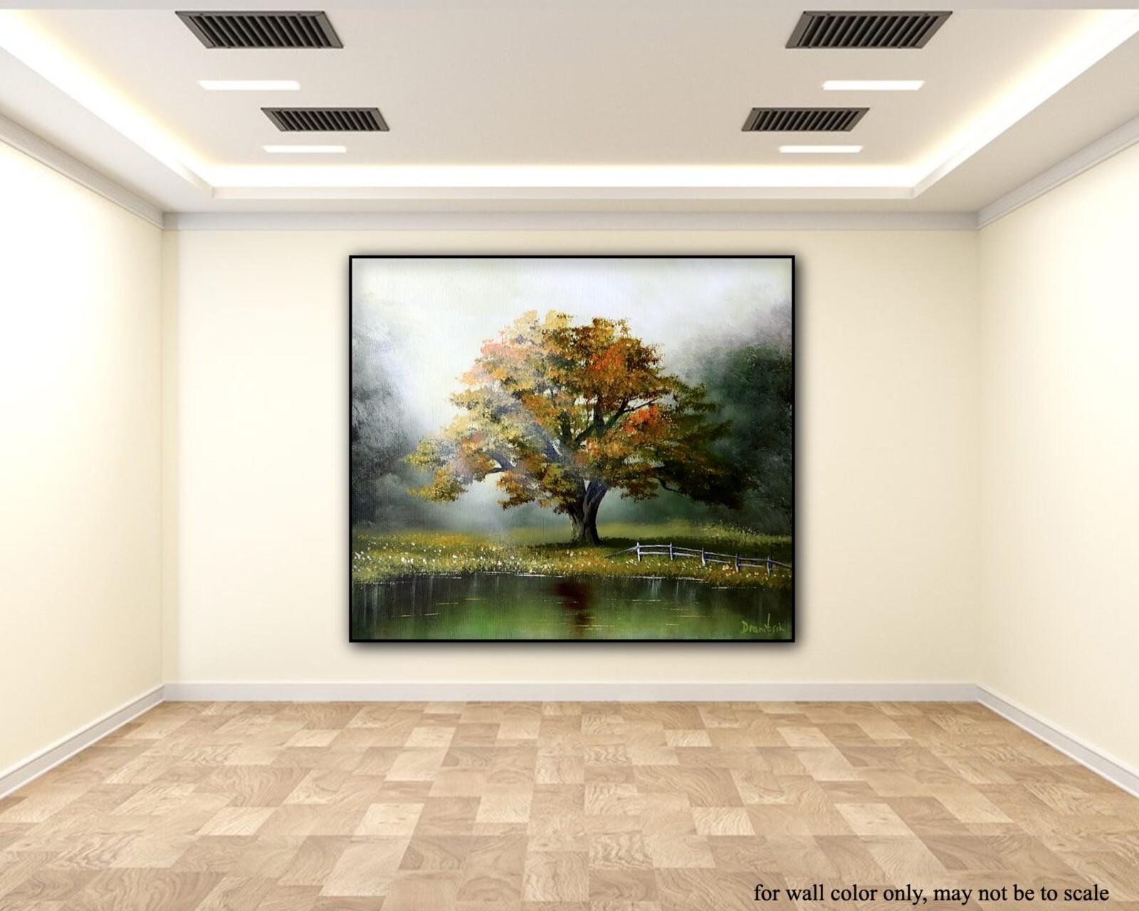 Original Acrylic Landscape Painting 12×14″ OAK TREE IN SUNLIGHT Wall Art
