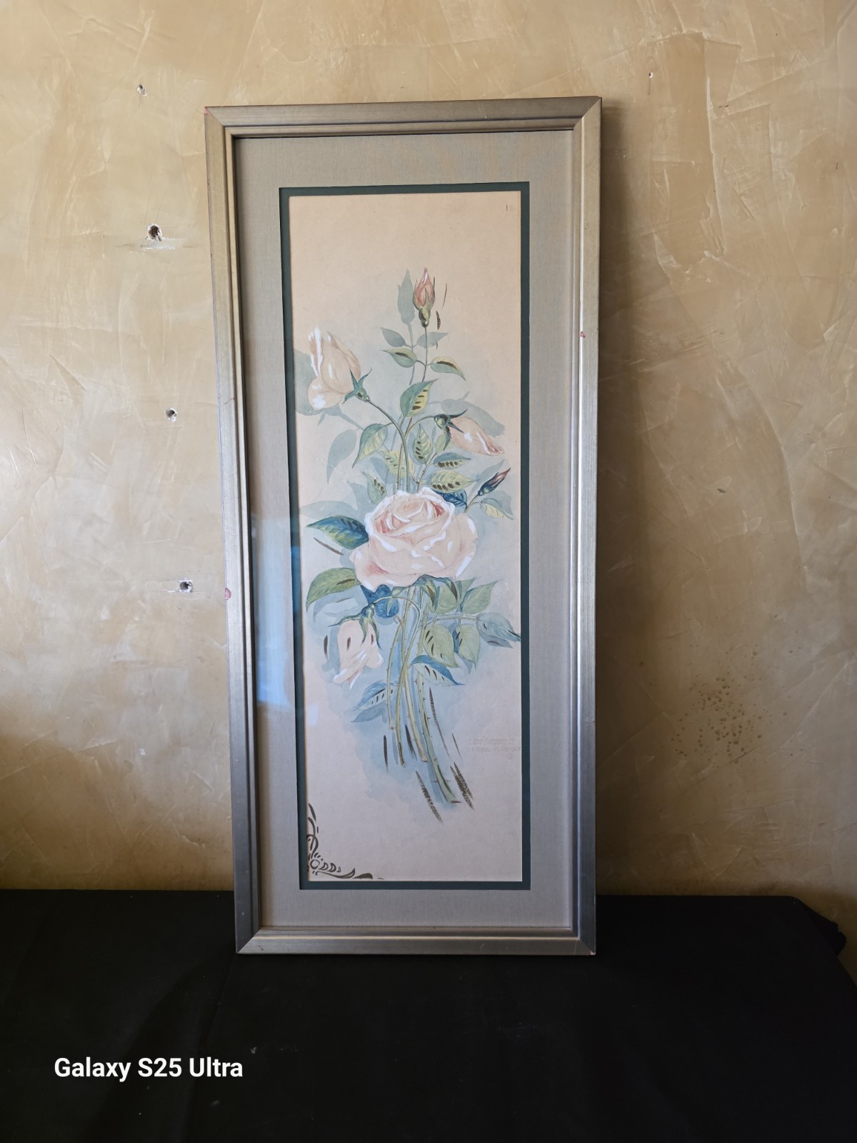 1921 Original Rose Watercolor Painting Framed Antique Floral Art Jose Gonzalez D
