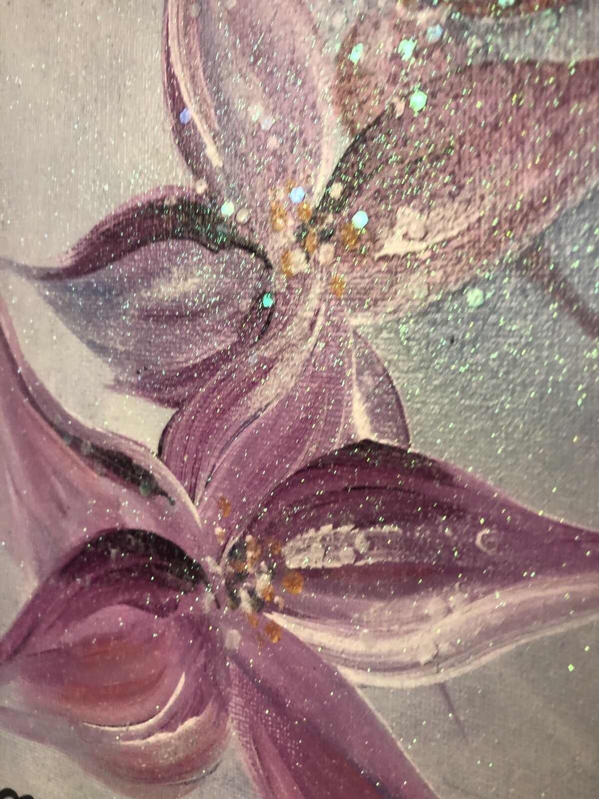‘Diamond Dust’, Acrylic On Canvas Floral Abstract Painting, 10”x8”