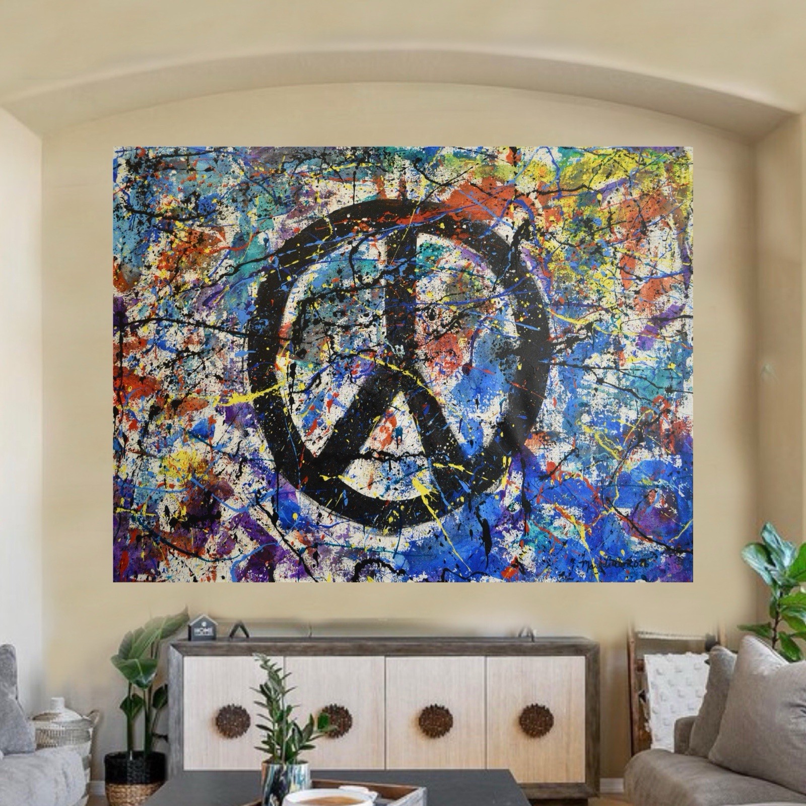 Jackson Pollock Style Giant Canvas Painting 84”X62” (7 Foot) Abstract Modern XL