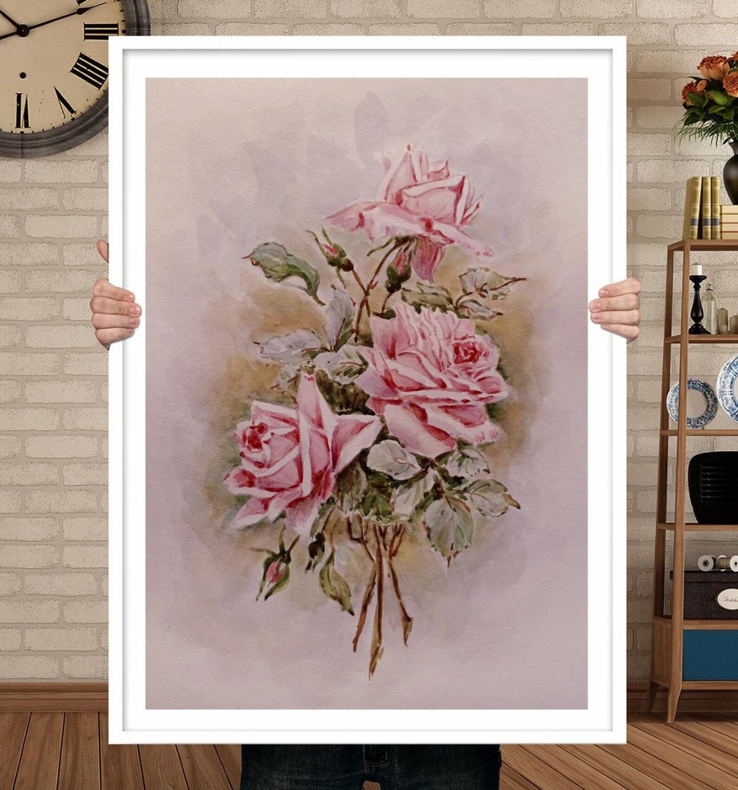 Christie Repasy Style Flowers PINK VINTAGE ROSES Original Art Painting Floral A4