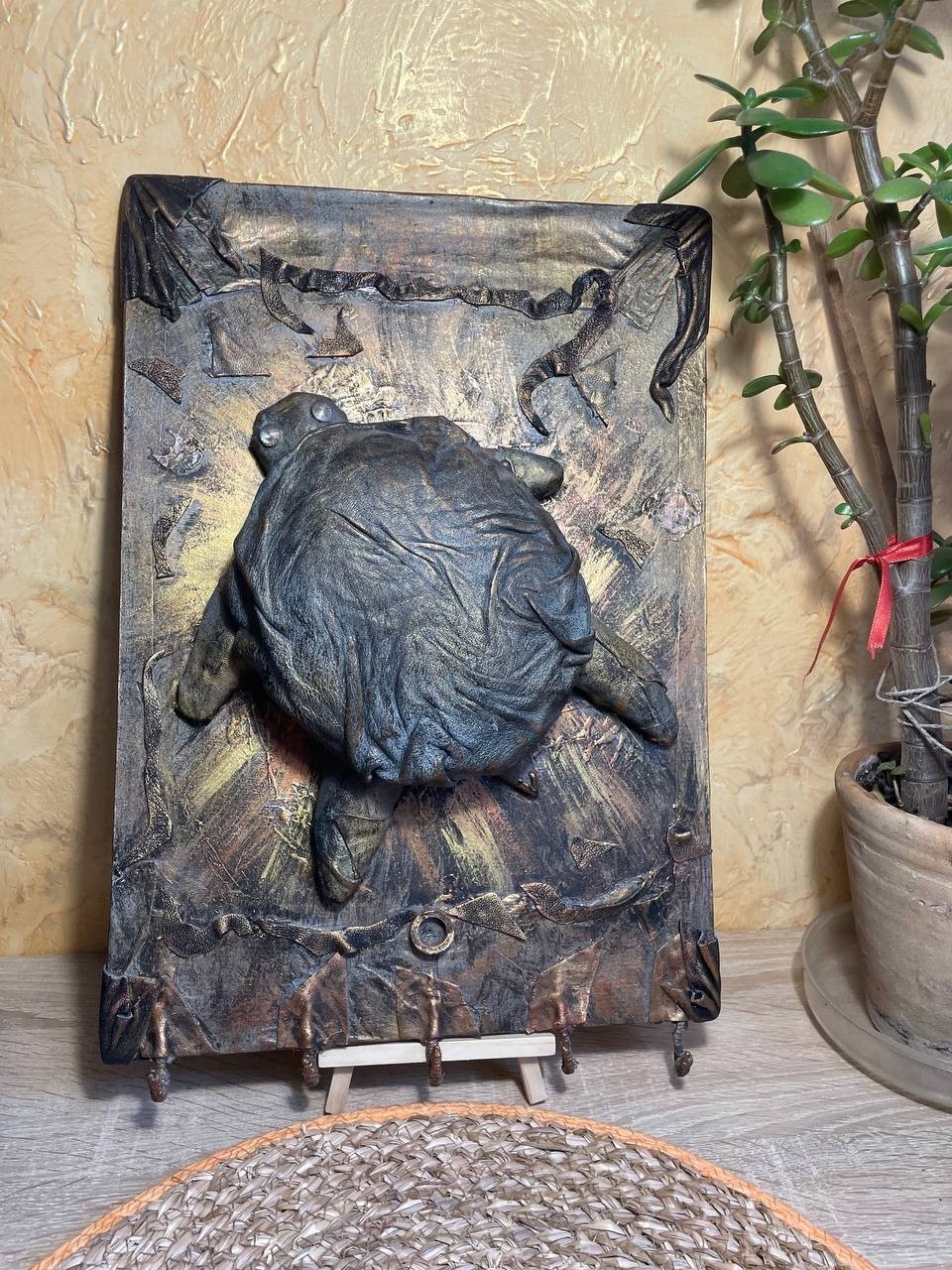 Painting Keyholder Turtle Skin Steam Punk Hardboard 17X11 inches Exclusive