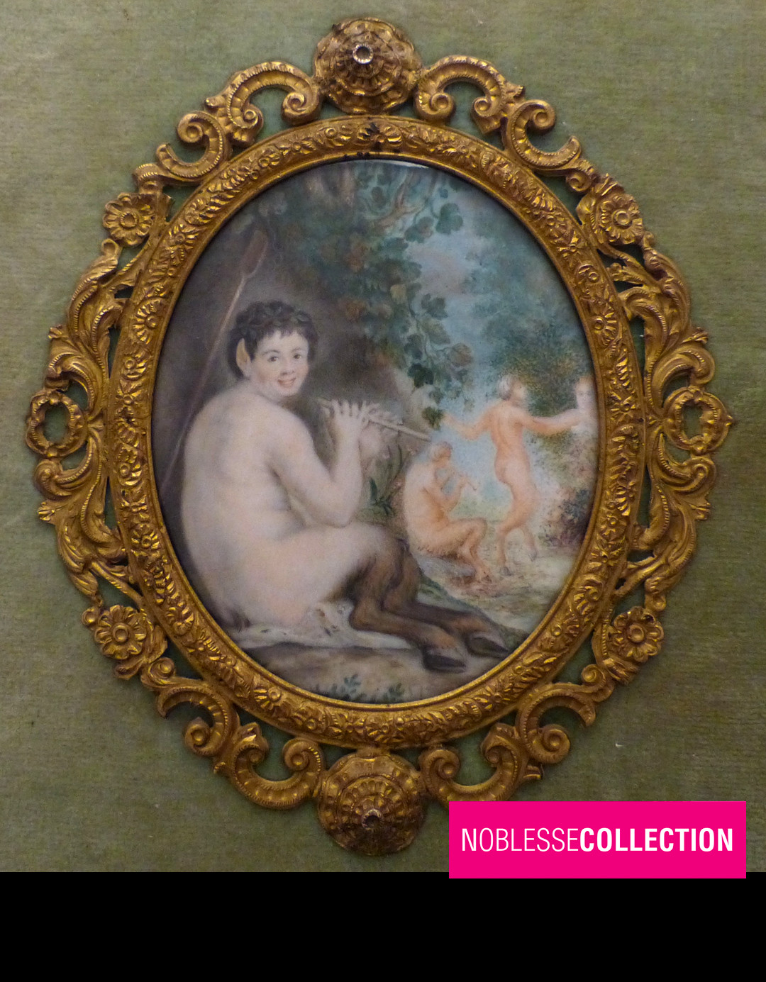 AFTER JACOB JORDAENS ANTIQUE END 19th FRENCH MINIATURE PAN SATYR PLAYING FLUTE