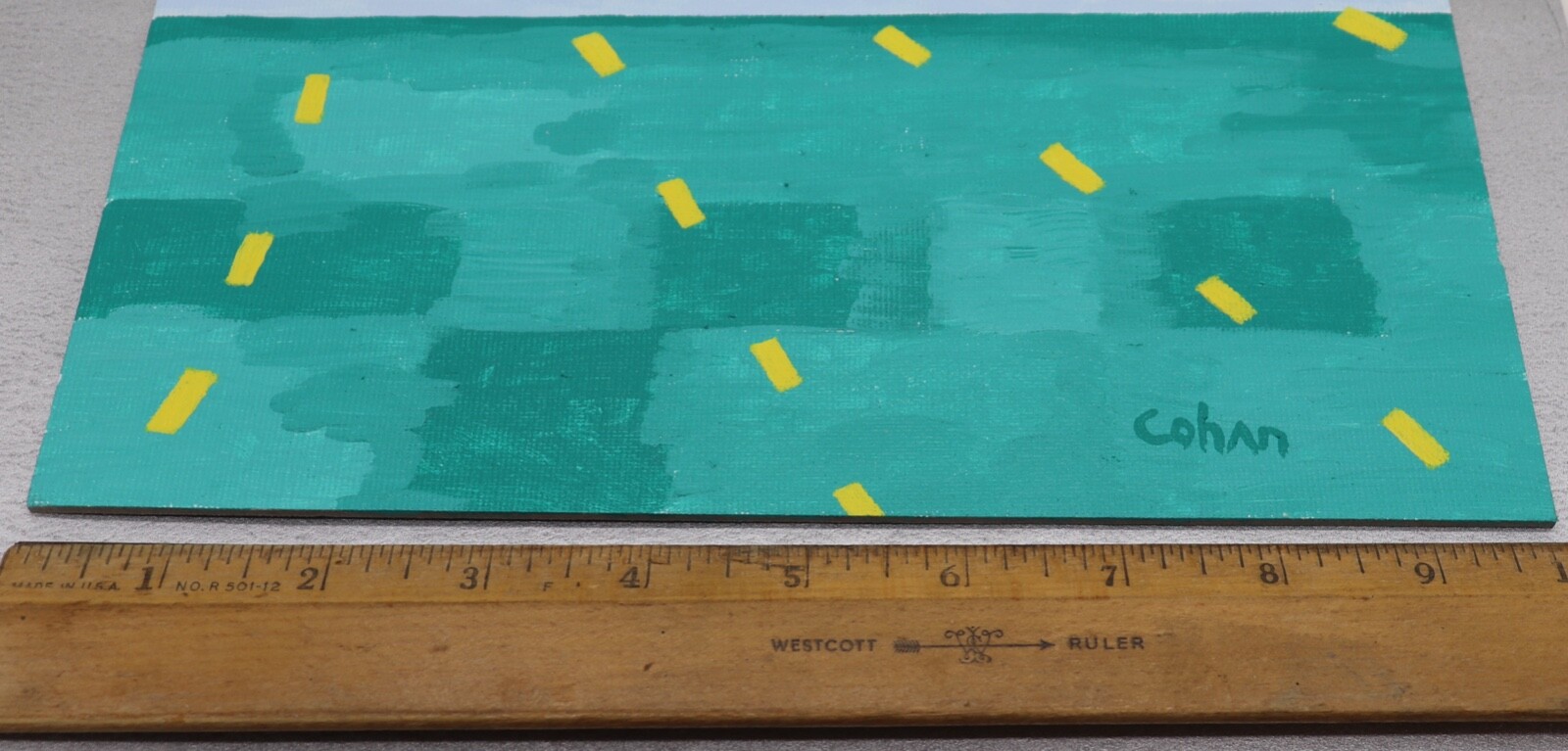 Minimalist Landscape Seascape Acrylic Painting «Sunrise 2″ Signed CohAn 8″ x 10»
