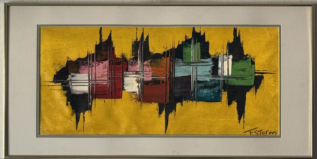 FRANS STORM VINTAGE MODERN ABSTRACT CUBIST OIL PAINTING OLD DUTCH MODERNISM ART