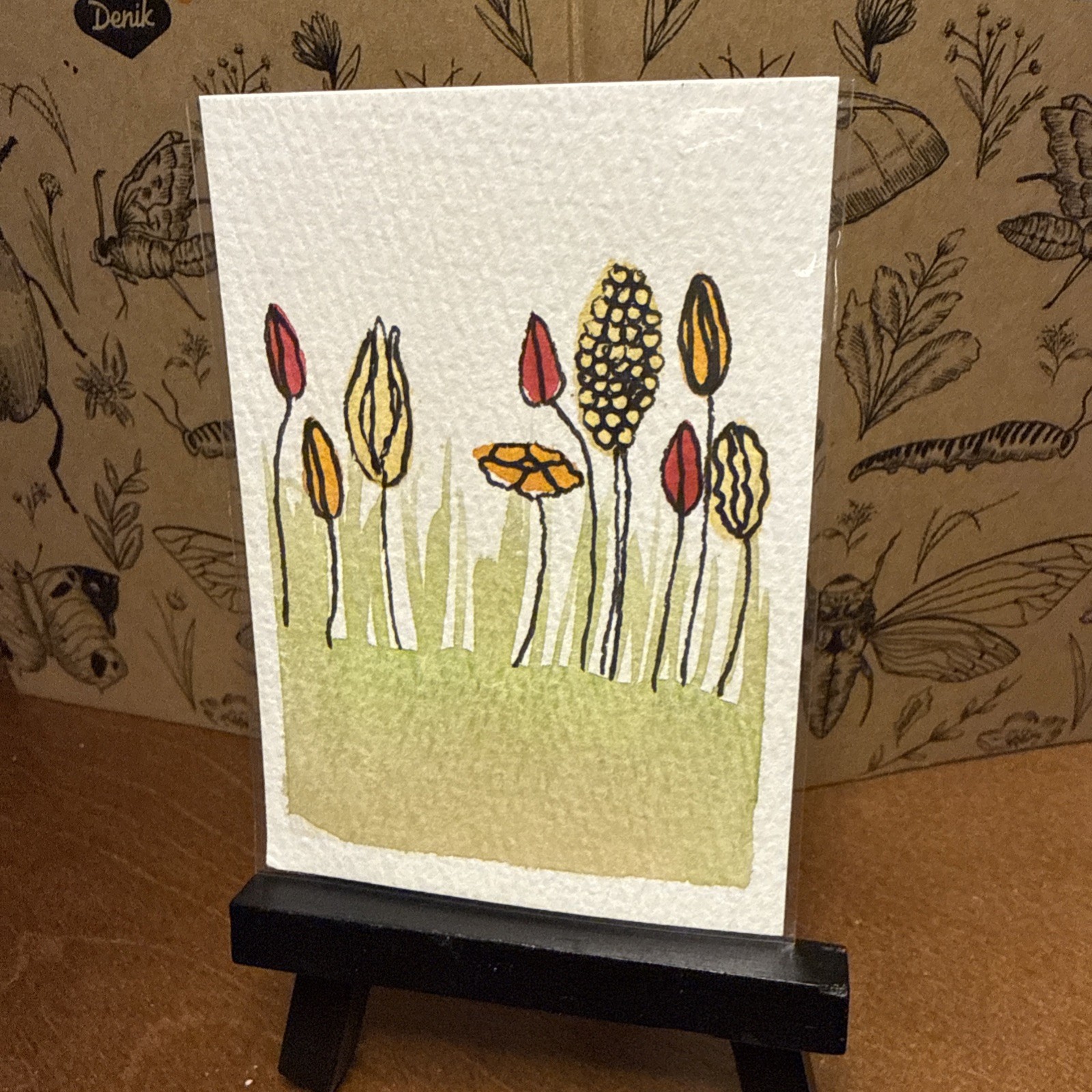 Original ACEO Watercolor Painting – Wild Flower art Nature mini art flower card