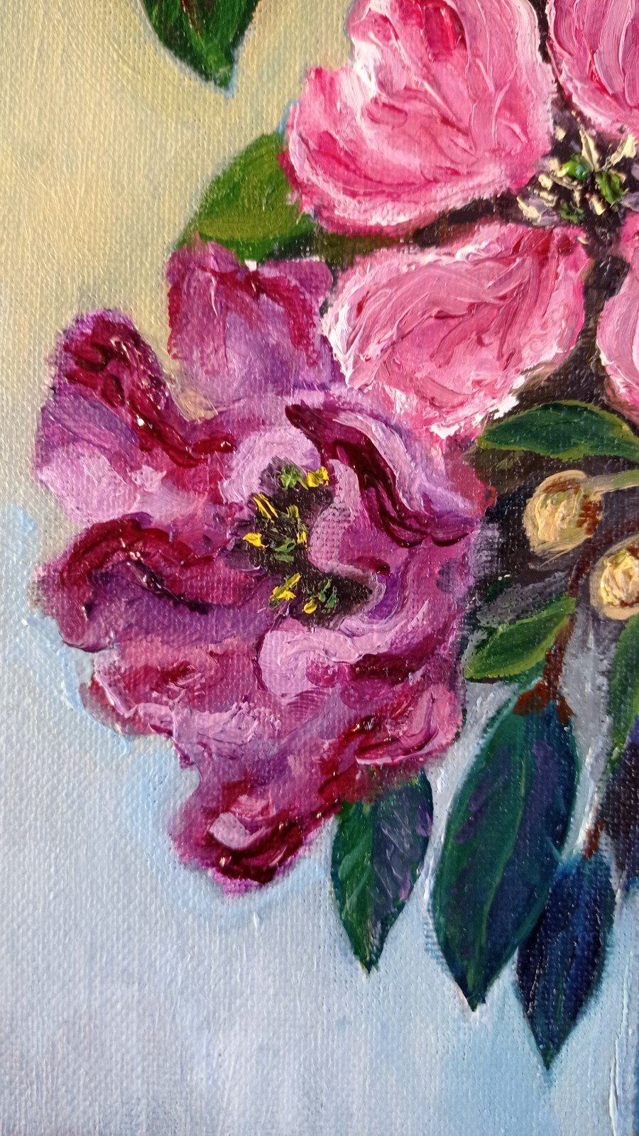 Colorful Floral Artwork Red and Purple Flowers Paintin Original Oil Art 11×14 in