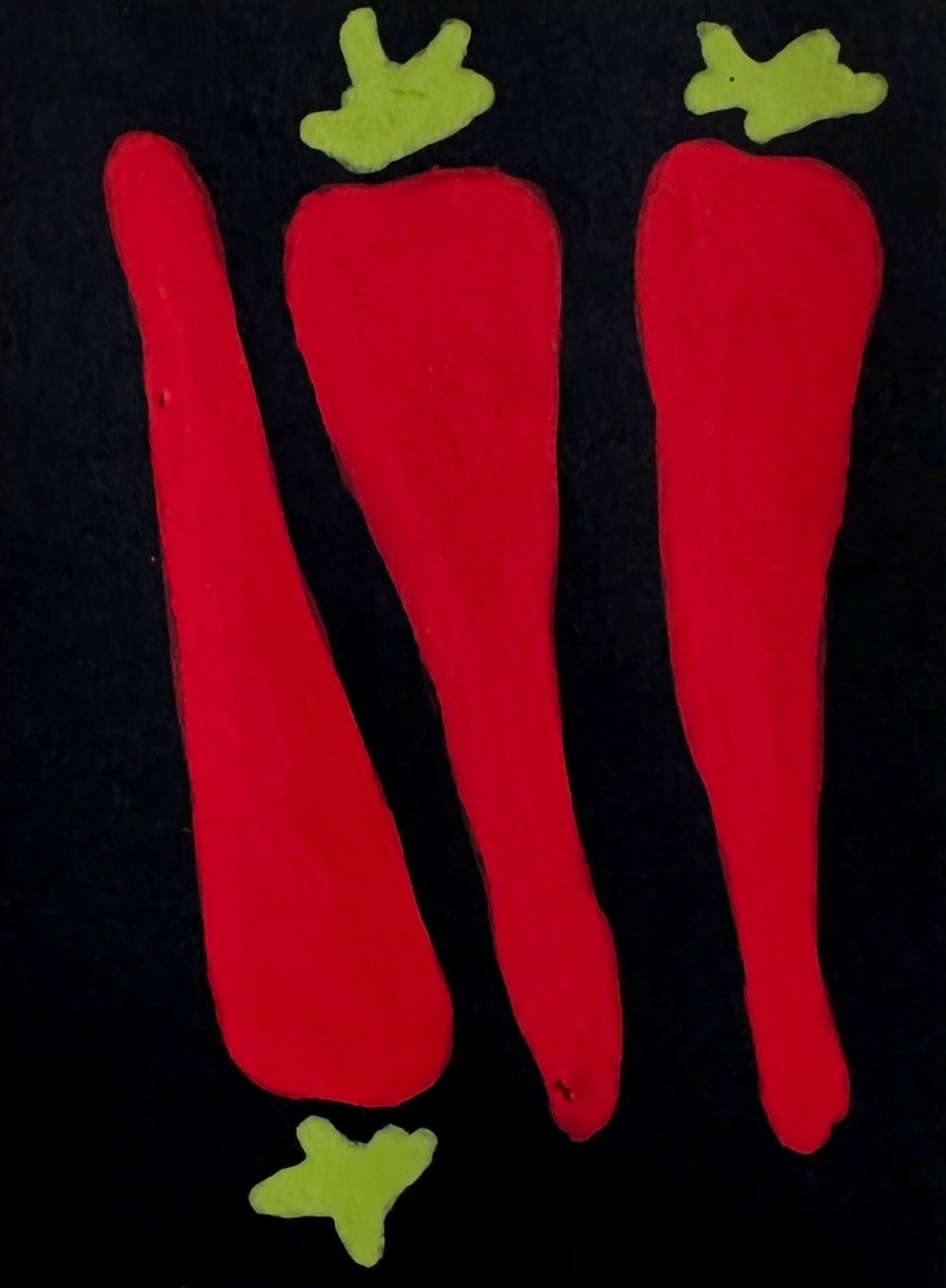 ACEO Original Acrylic Hot Red Pepper Veggie Art by Bri Sander 3.5 x 2.5 OOAK ATC