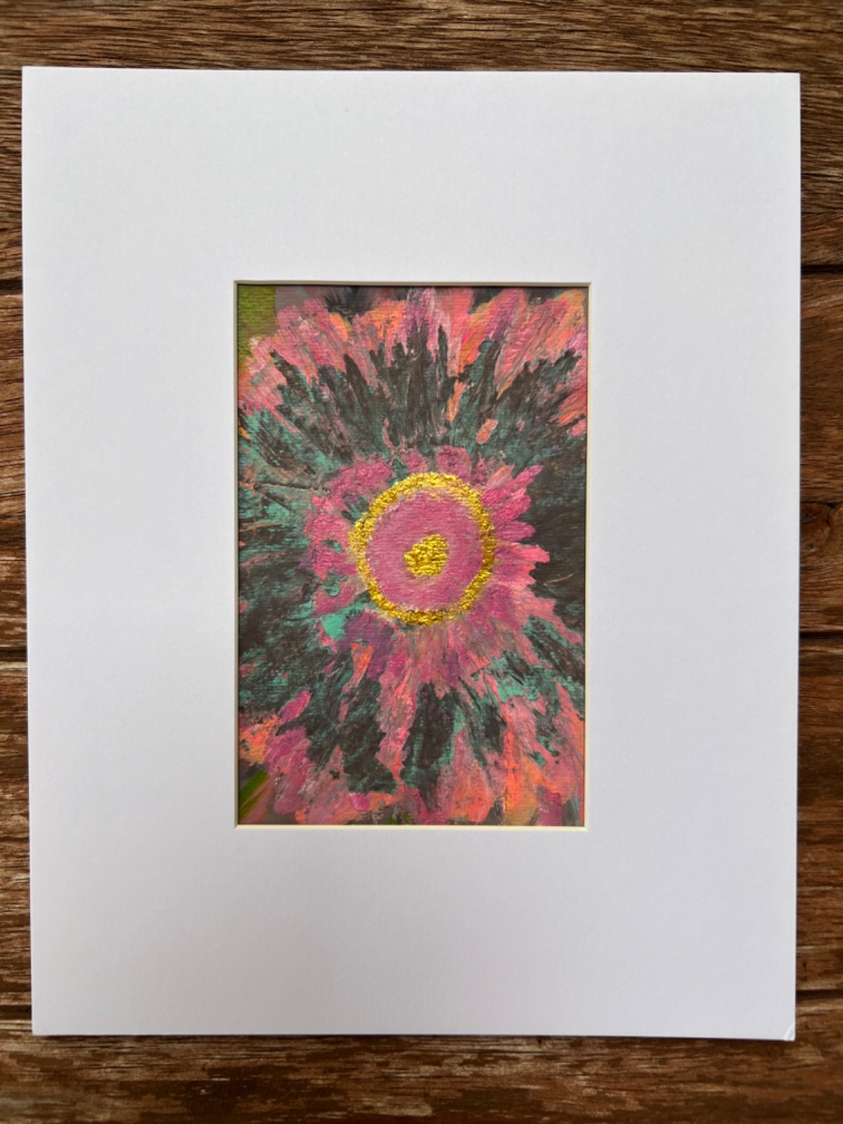Original Floral Painting Acrylic Modern Abstract Art 8×10 Matted Jimarieart