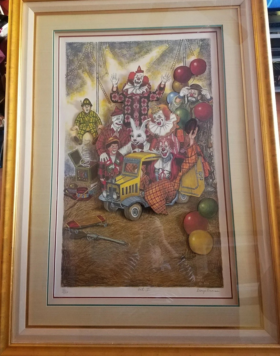GEORGE CRIONAS HAND SIGNED ARTIST «ACT 1» 36 OF 550 3D CLOWNS RARE