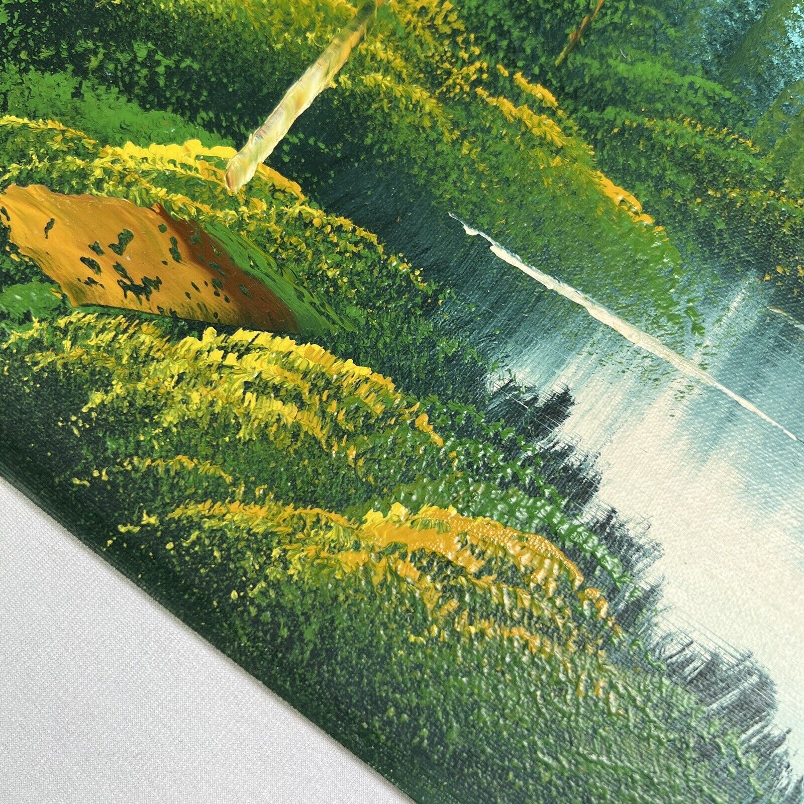 BEAUTIFUL HAND PAINTED NATURE LANDSCAPE MOUNTAINS TREES ACRYLIC ON CANVAS 12×16